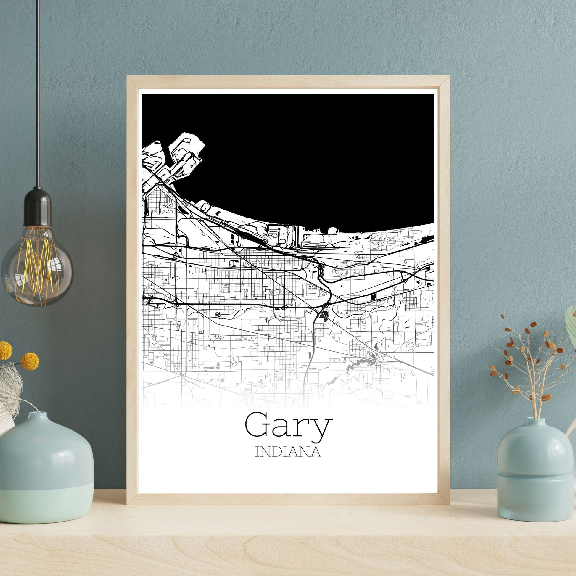 Gary Indiana City Map Poster - GroovyGrove