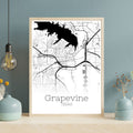 Grapevine Texas City Map Poster - GroovyGrove