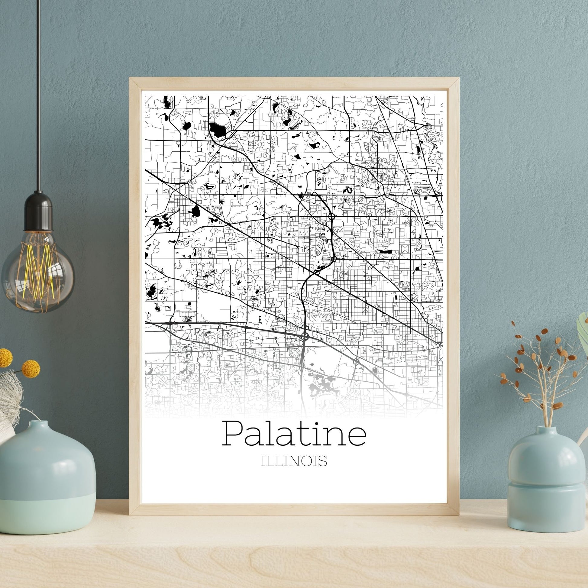 Palatine Illinois City Map Poster - GroovyGrove