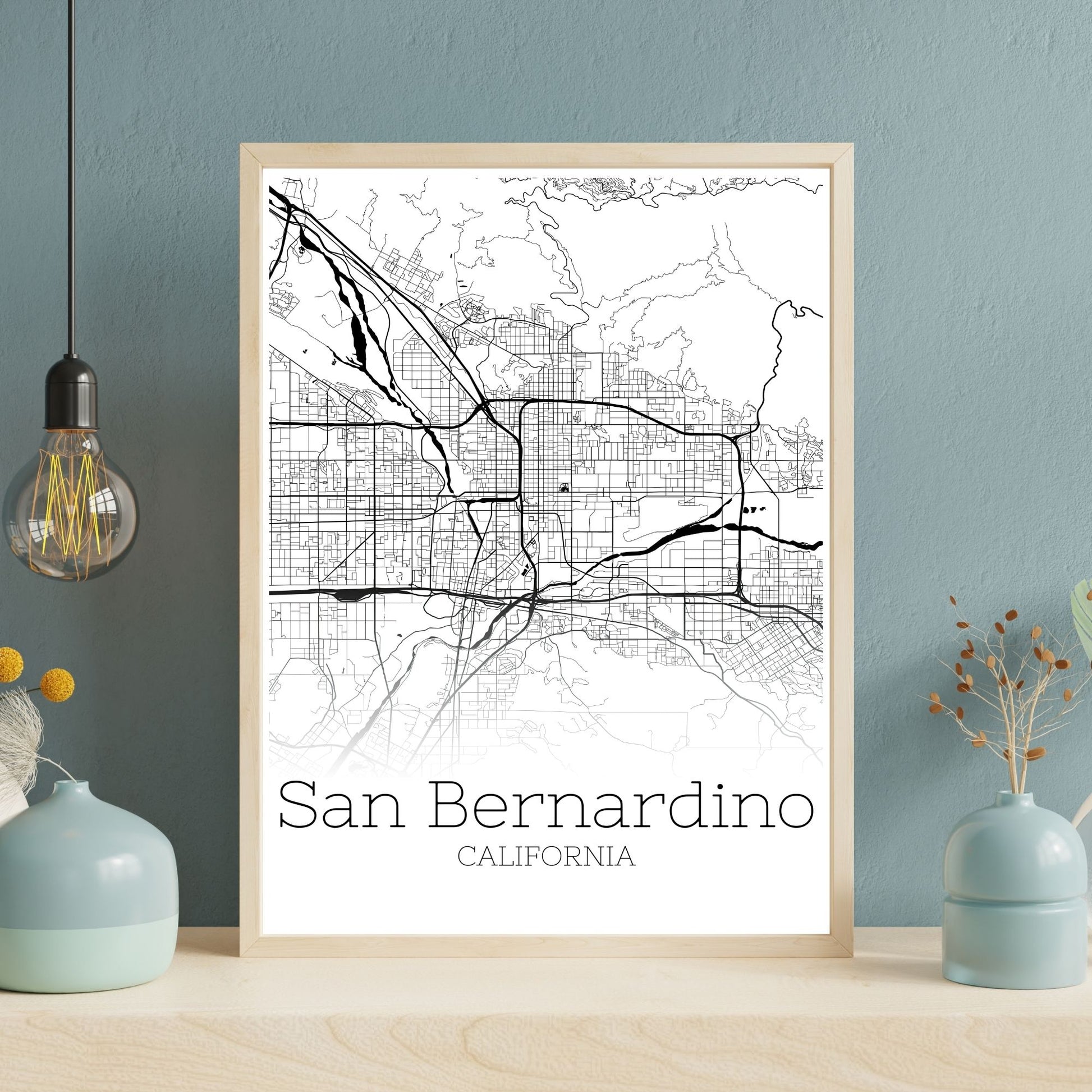 San Bernardino California City Map Poster - GroovyGrove