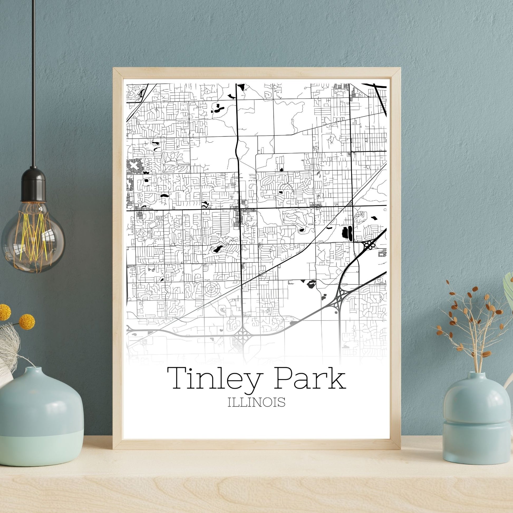 Tinley Park Illinois City Map Poster - GroovyGrove