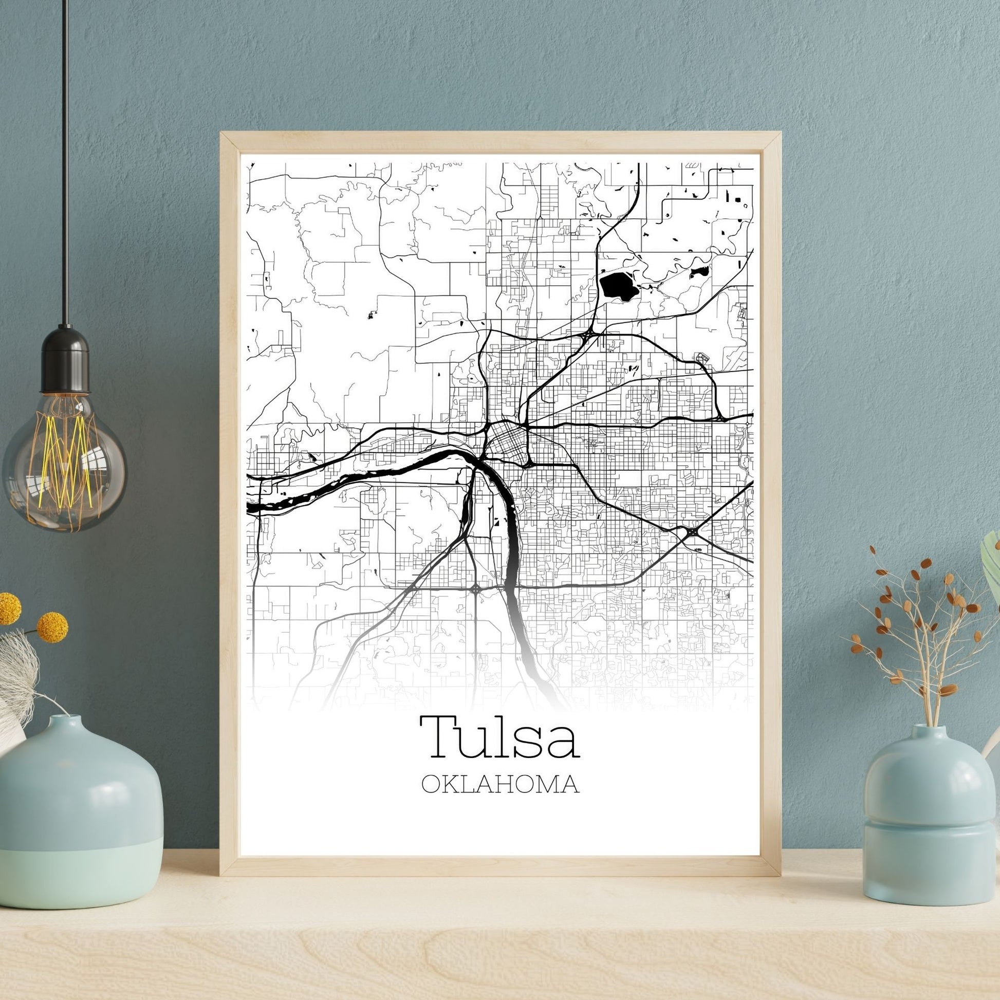 Tulsa Oklahoma City Map Poster - GroovyGrove