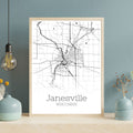 Janesville Wisconsin City Map Poster - GroovyGrove