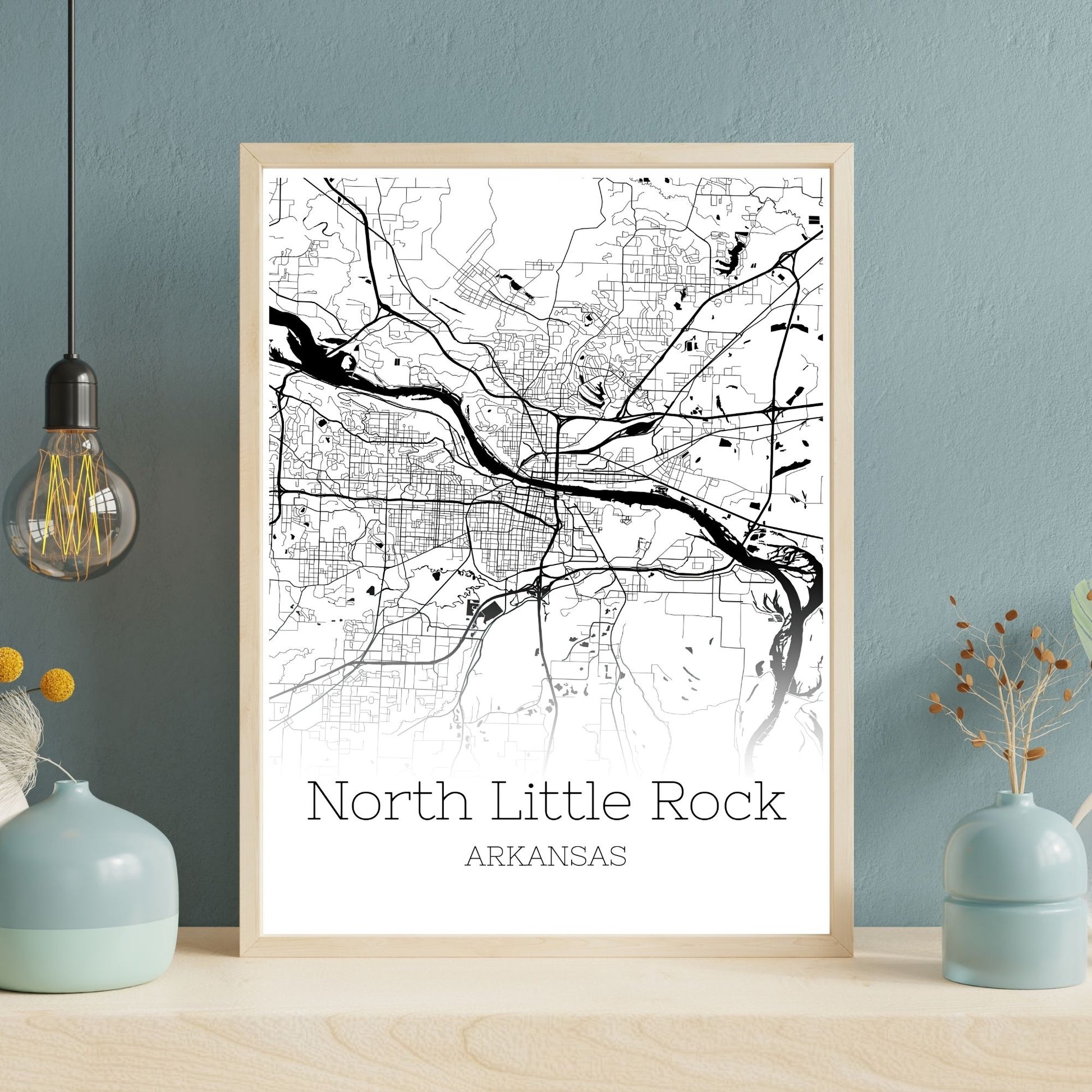 North Little Rock Arkansas City Map Poster - GroovyGrove