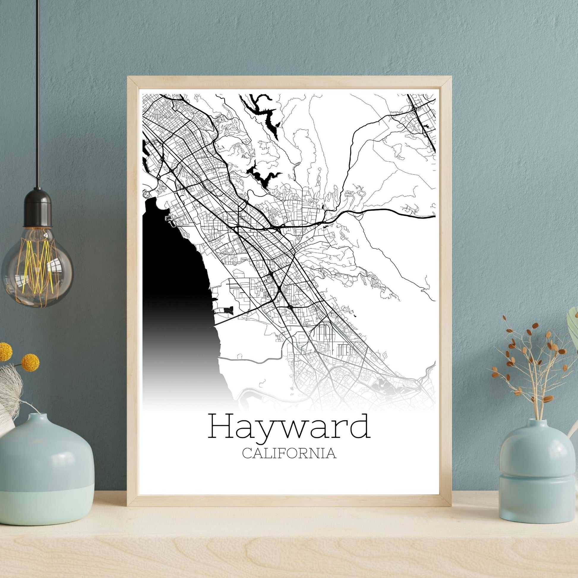 Hayward California City Map Poster - GroovyGrove