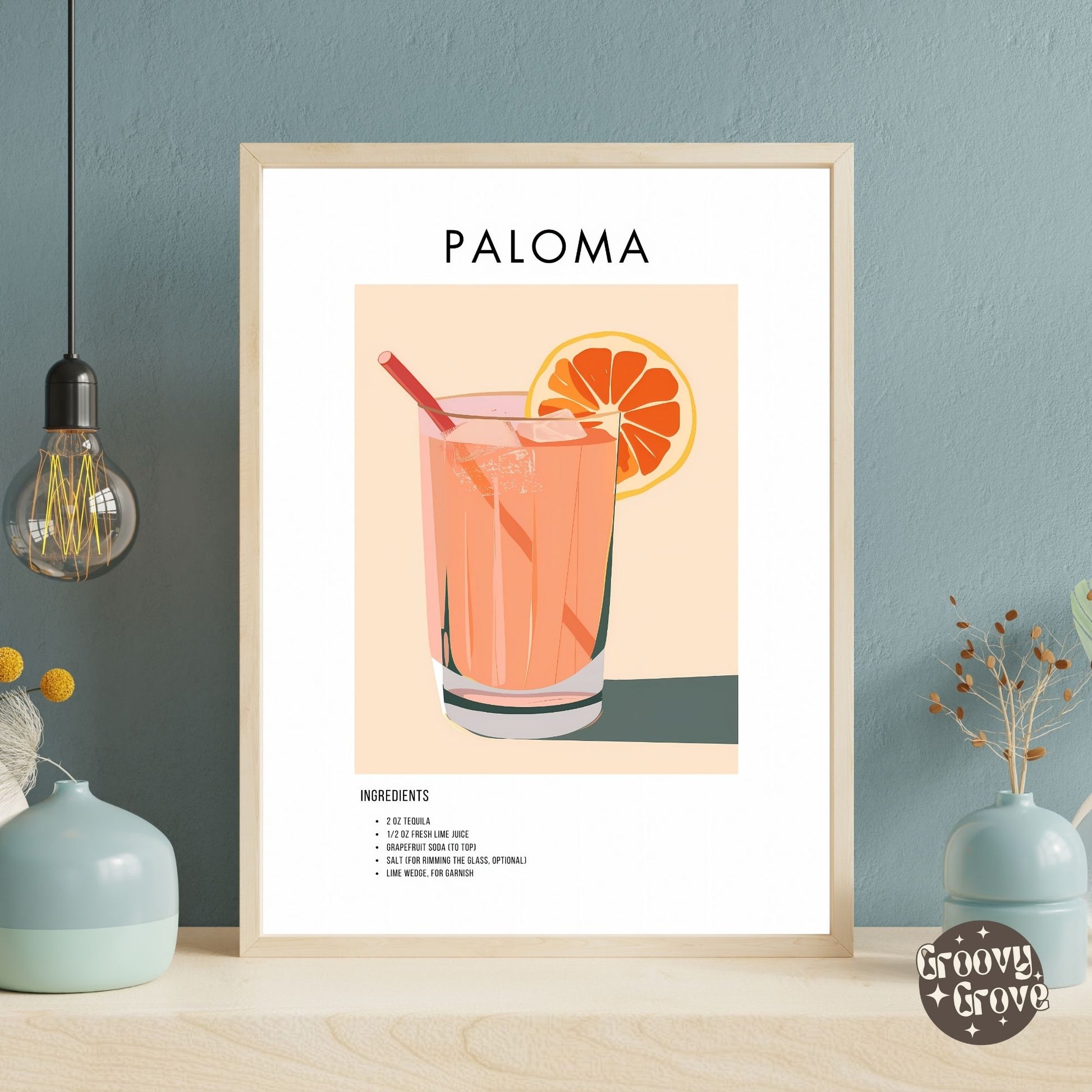 Paloma Retro Cocktail Poster - GroovyGrove