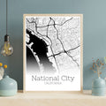 National City California Map Poster - GroovyGrove