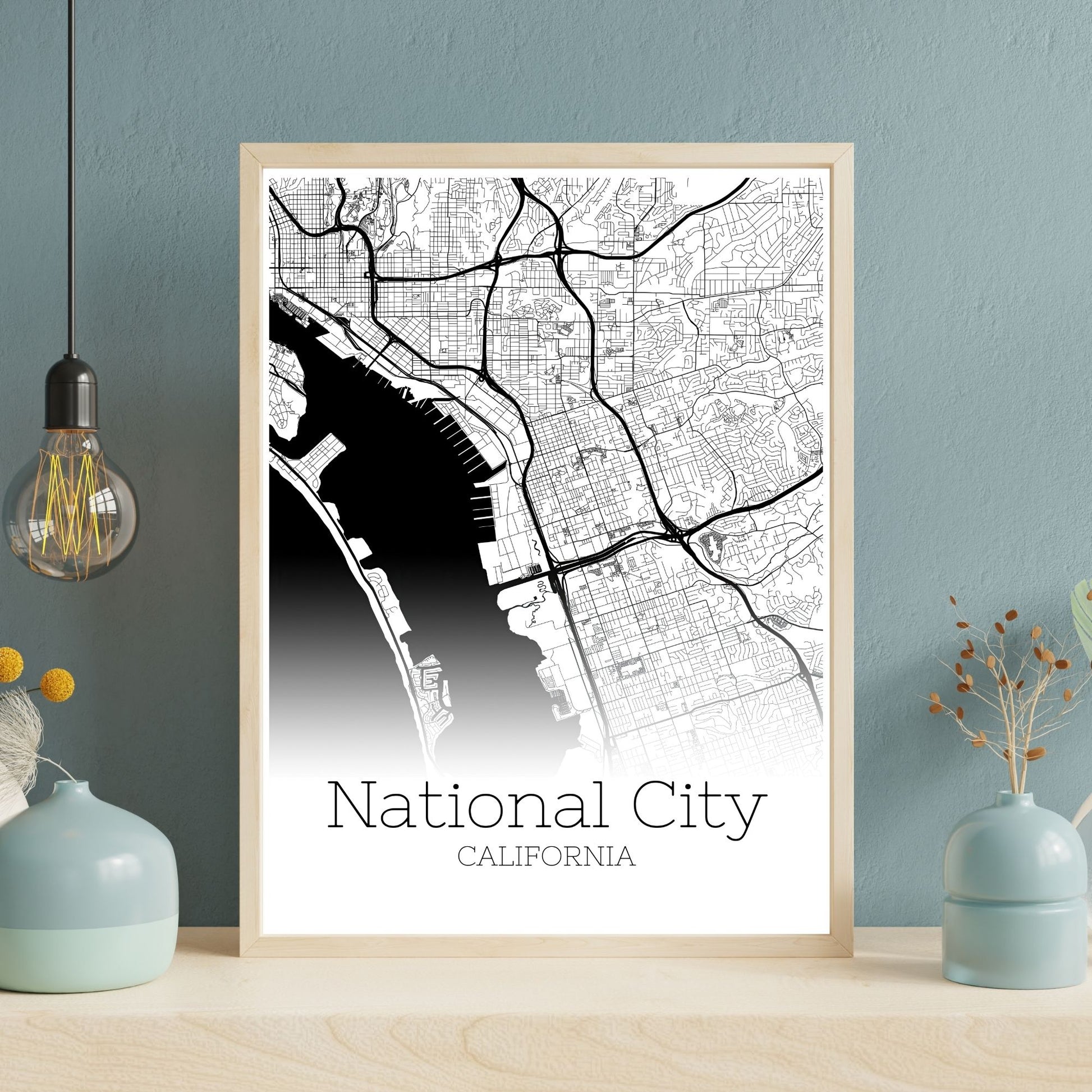 National City California Map Poster - GroovyGrove