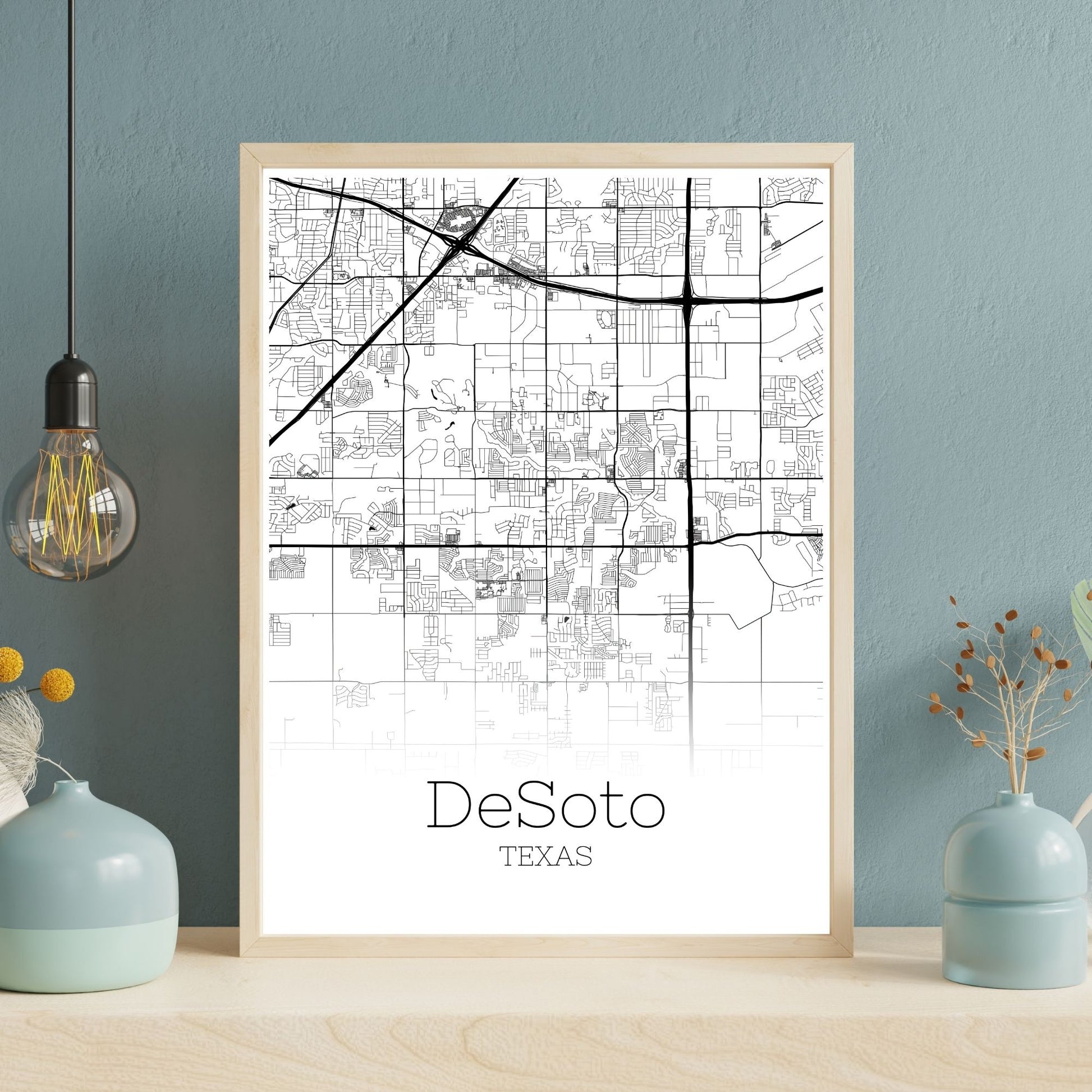 DeSoto Texas City Map Poster - GroovyGrove