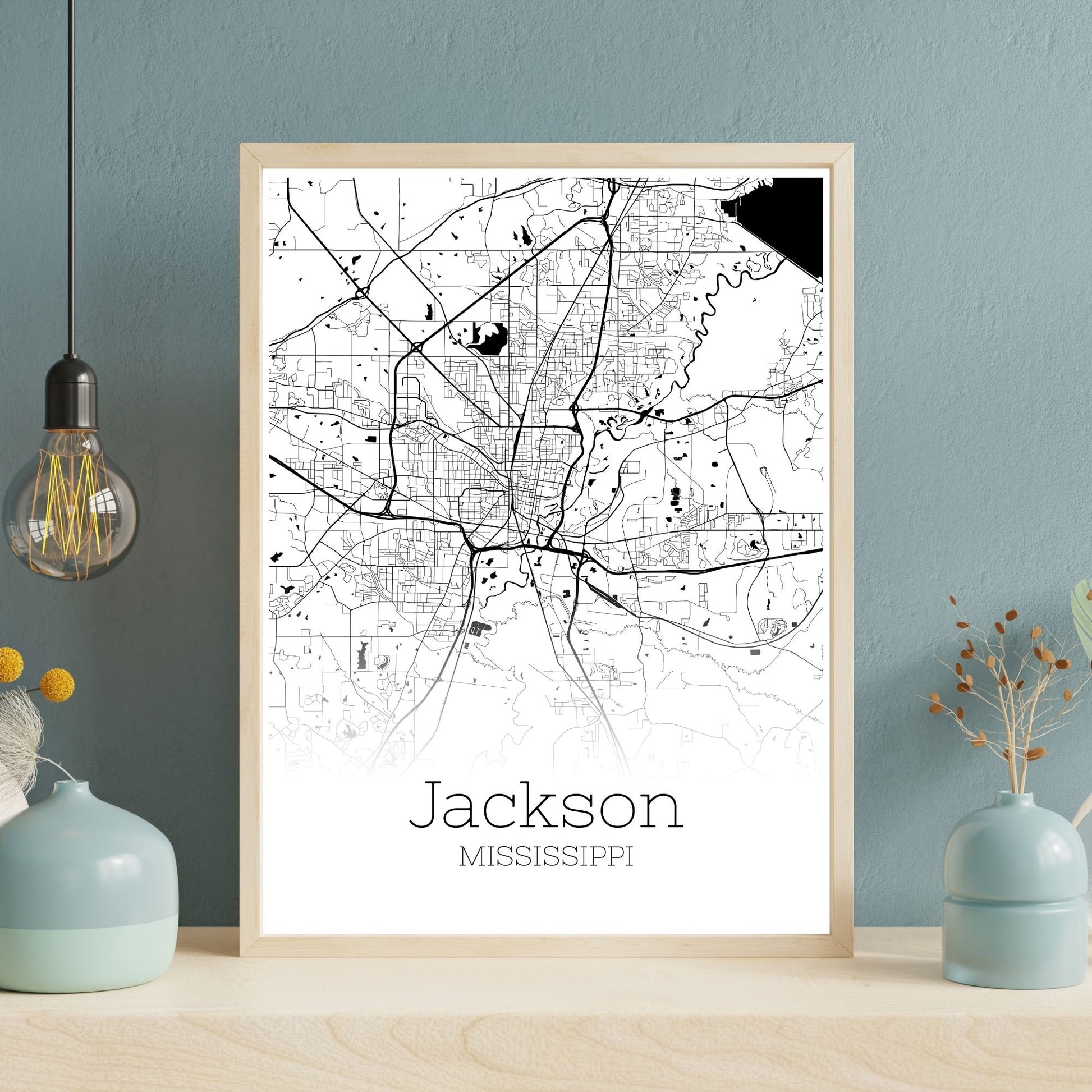 Jackson Mississippi City Map Poster - GroovyGrove