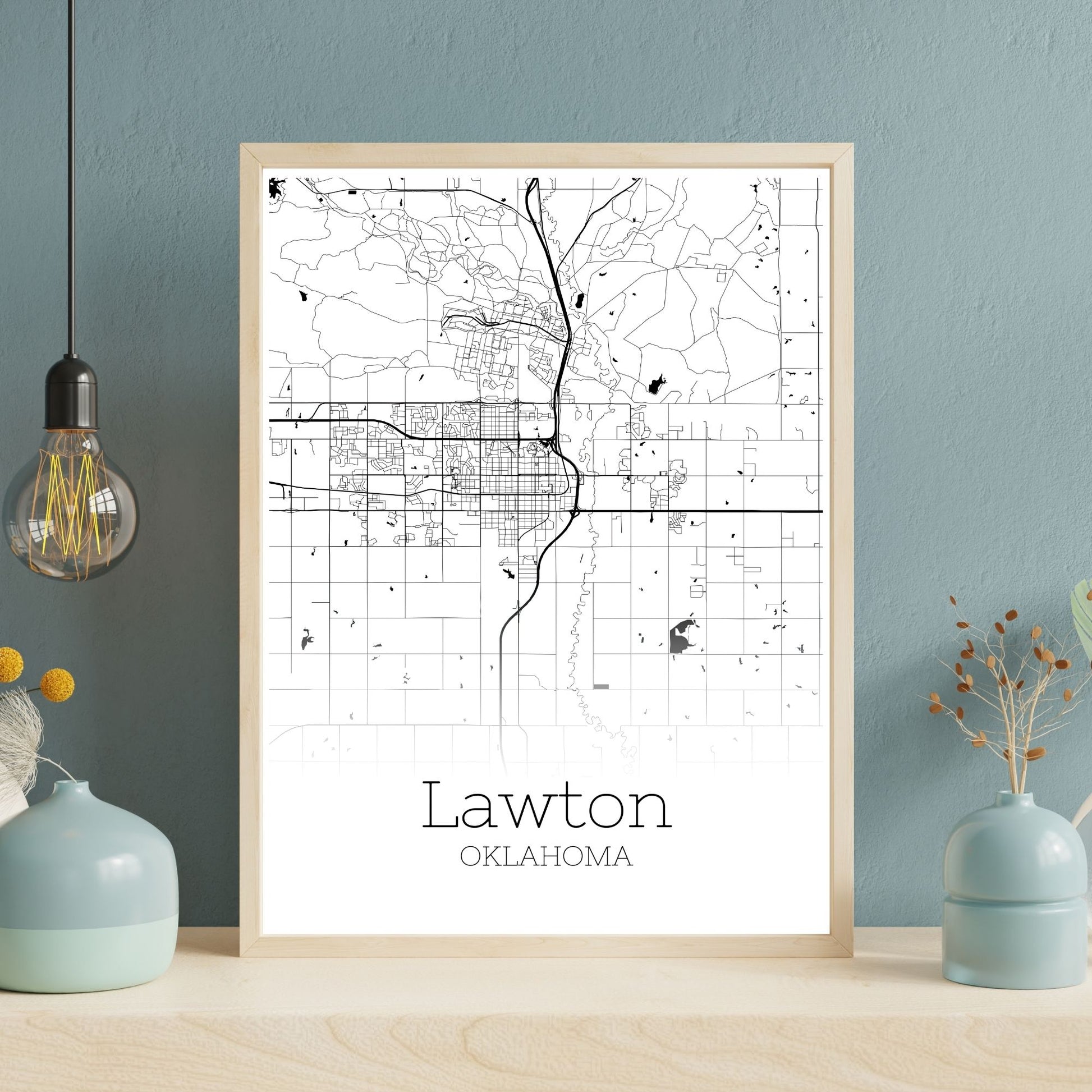 Lawton Oklahoma City Map Poster - GroovyGrove