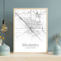 Modesto California City Map Poster - GroovyGrove