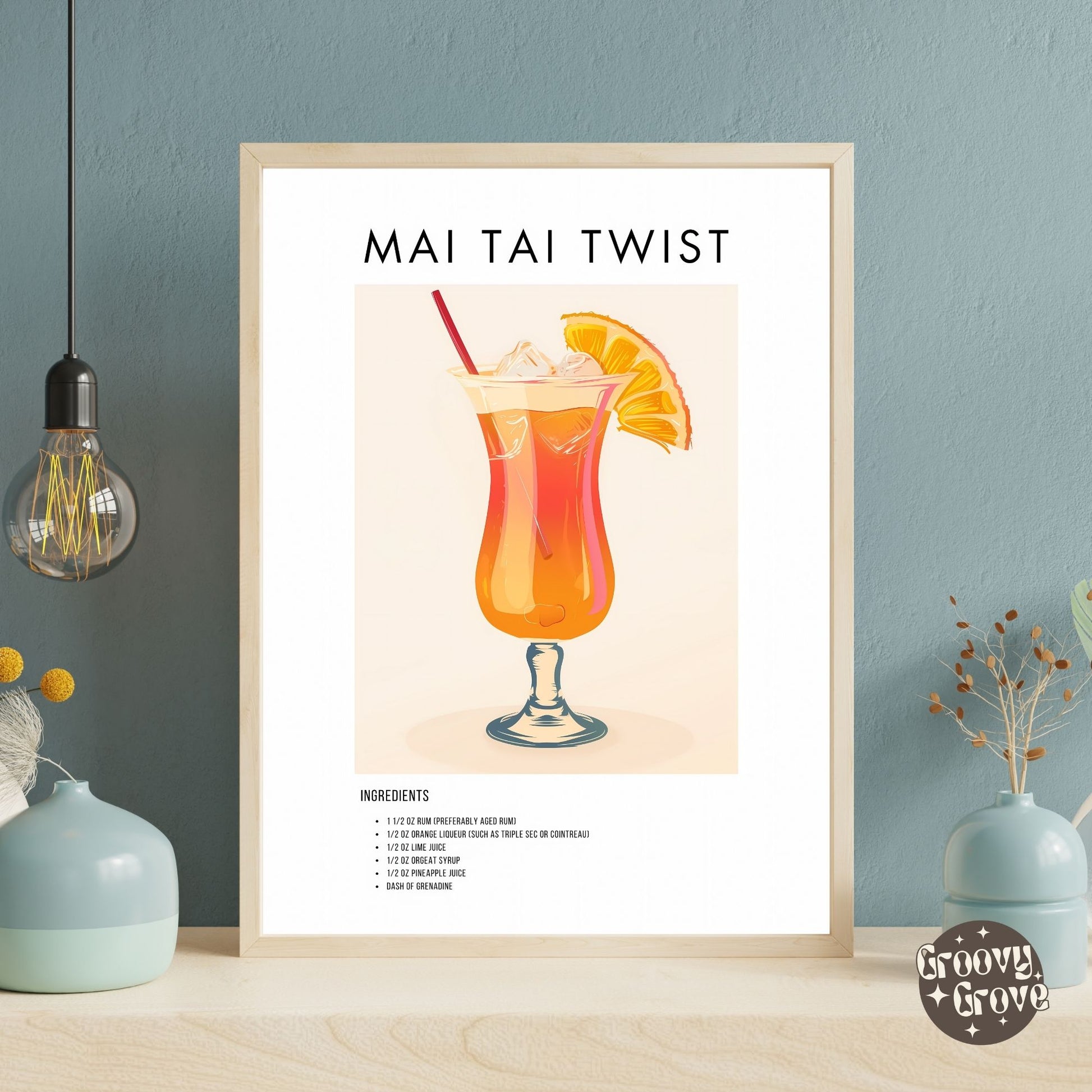 Mai Tai Twist Retro Cocktail Poster - GroovyGrove