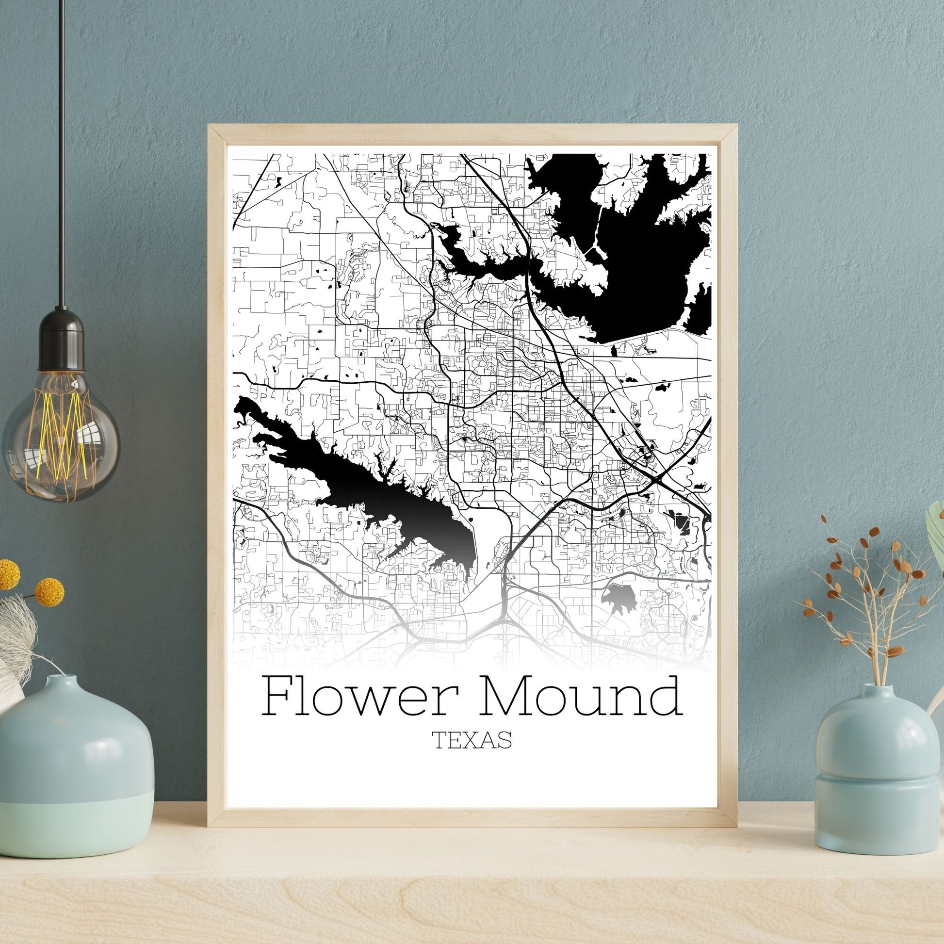 Flower Mound Texas City Map Poster - GroovyGrove