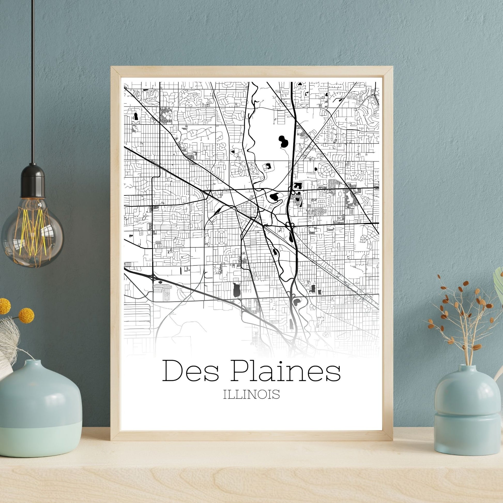 Des Plaines Illinois City Map Poster - GroovyGrove