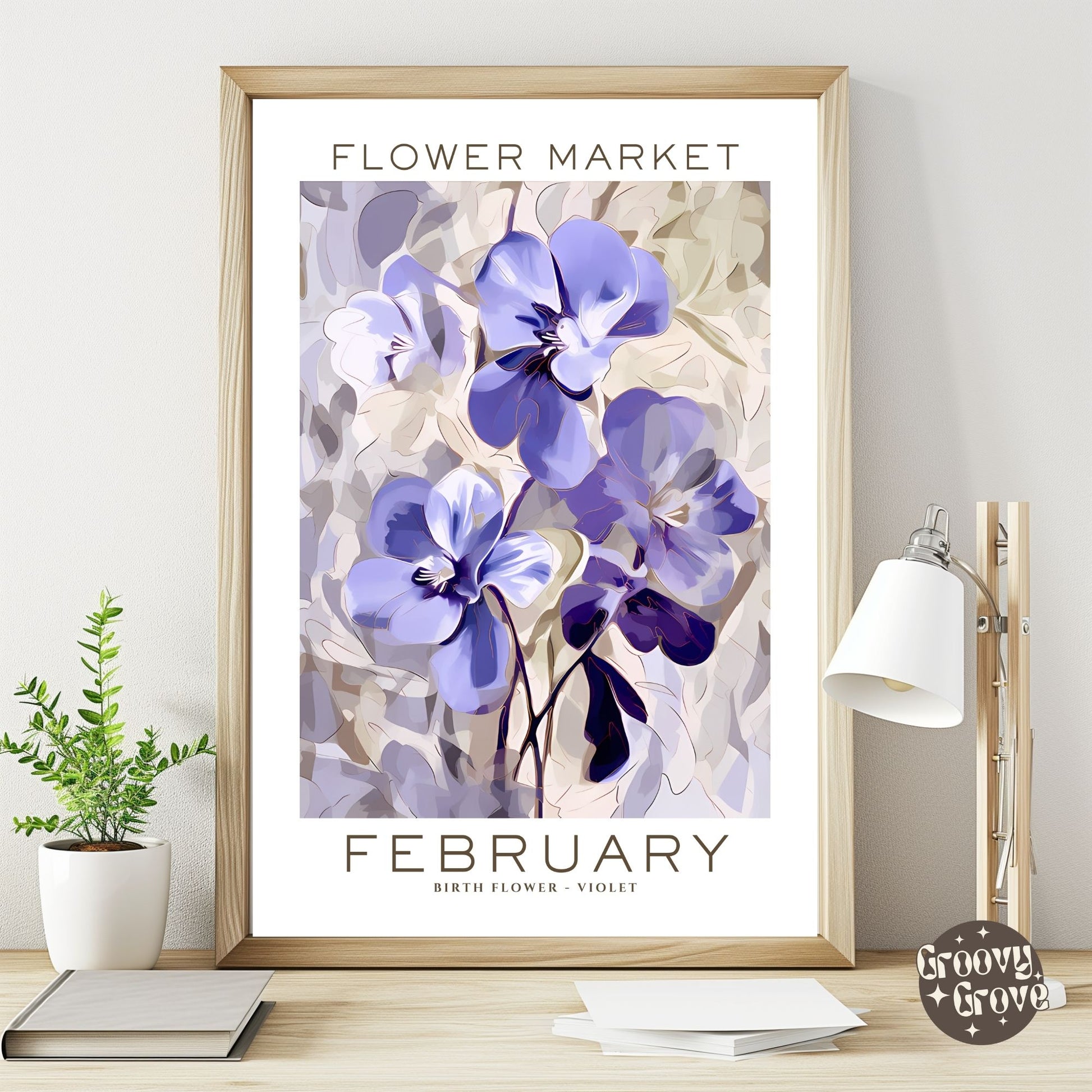 February Birthday Flower Market Poster - GroovyGrove