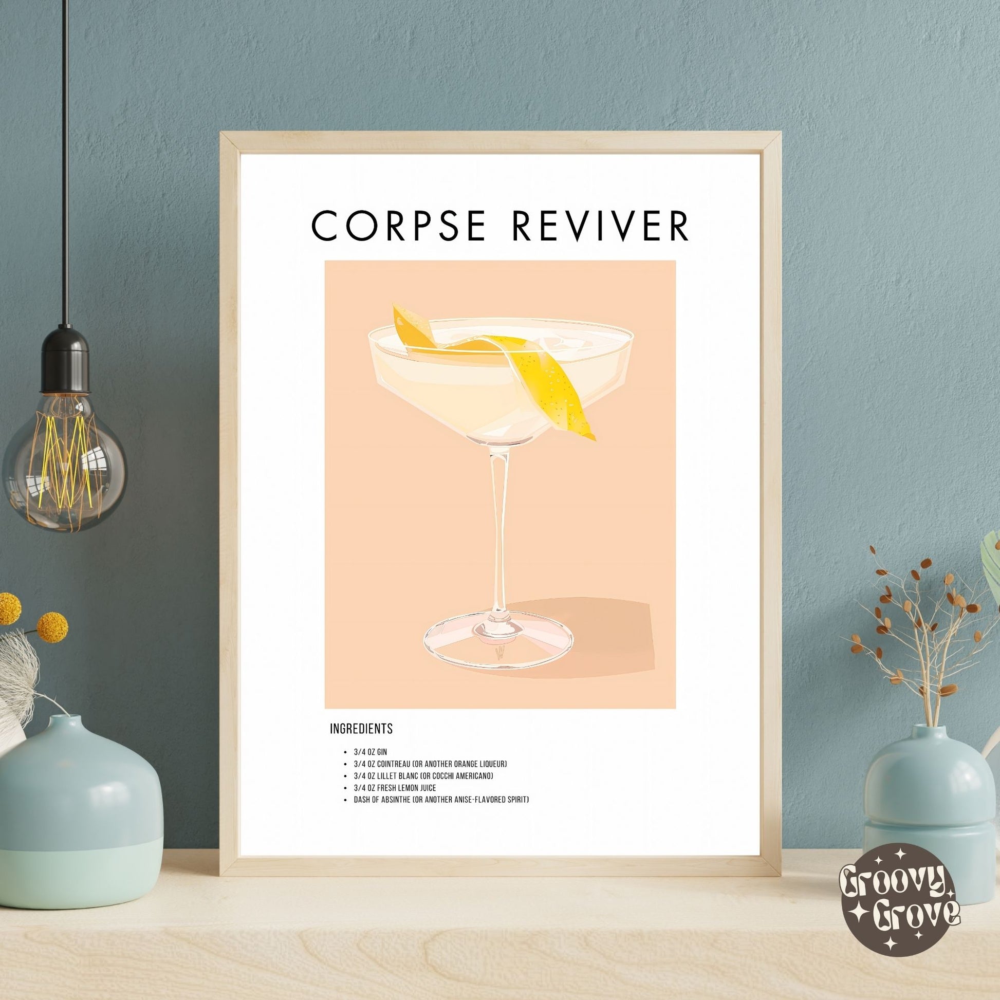 Corpse Reviver Retro Cocktail Poster - GroovyGrove