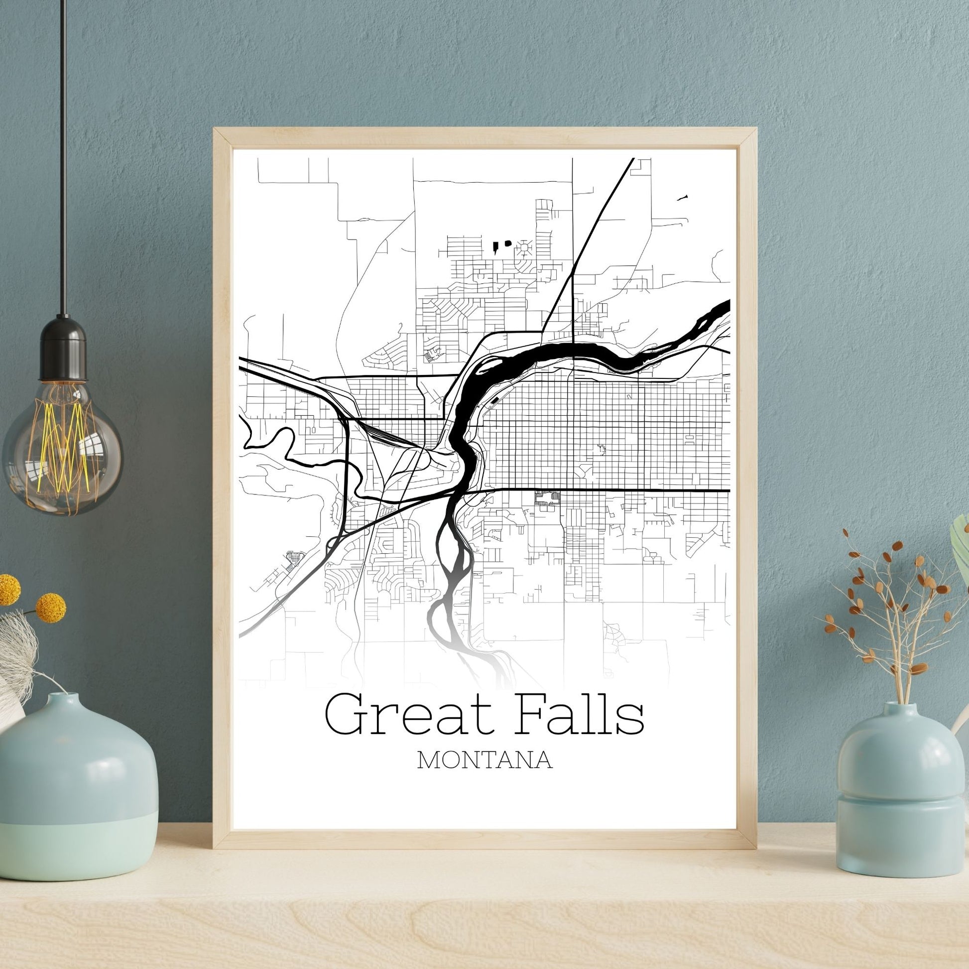 Great Falls Montana City Map Poster - GroovyGrove