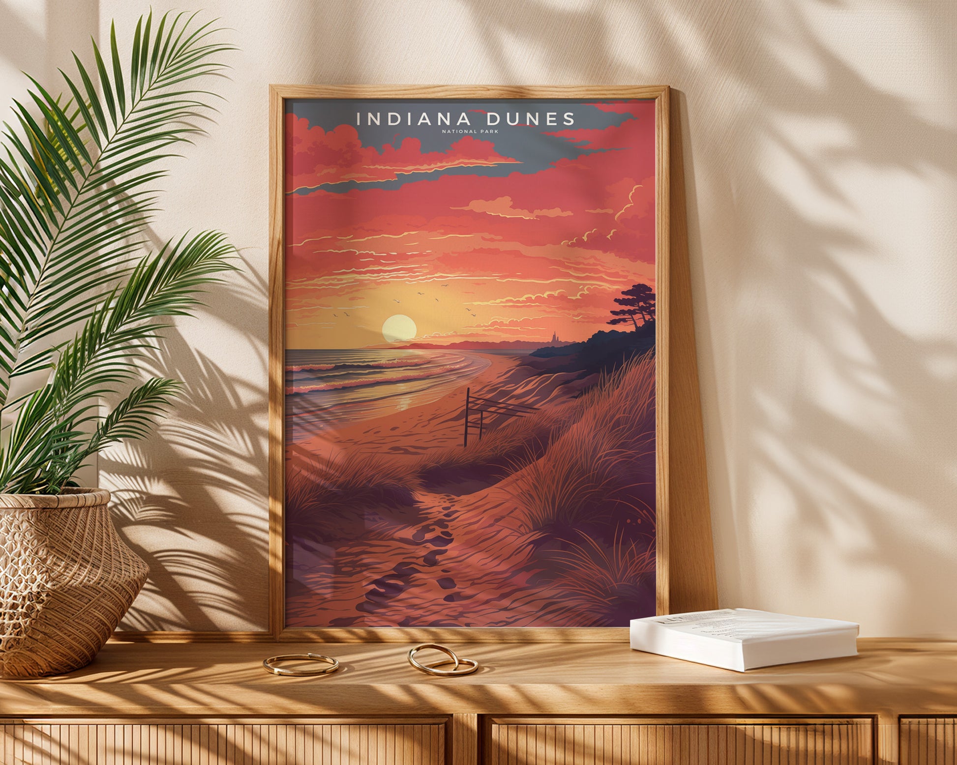 Indiana Dunes National Park Retro Poster - GroovyGrove