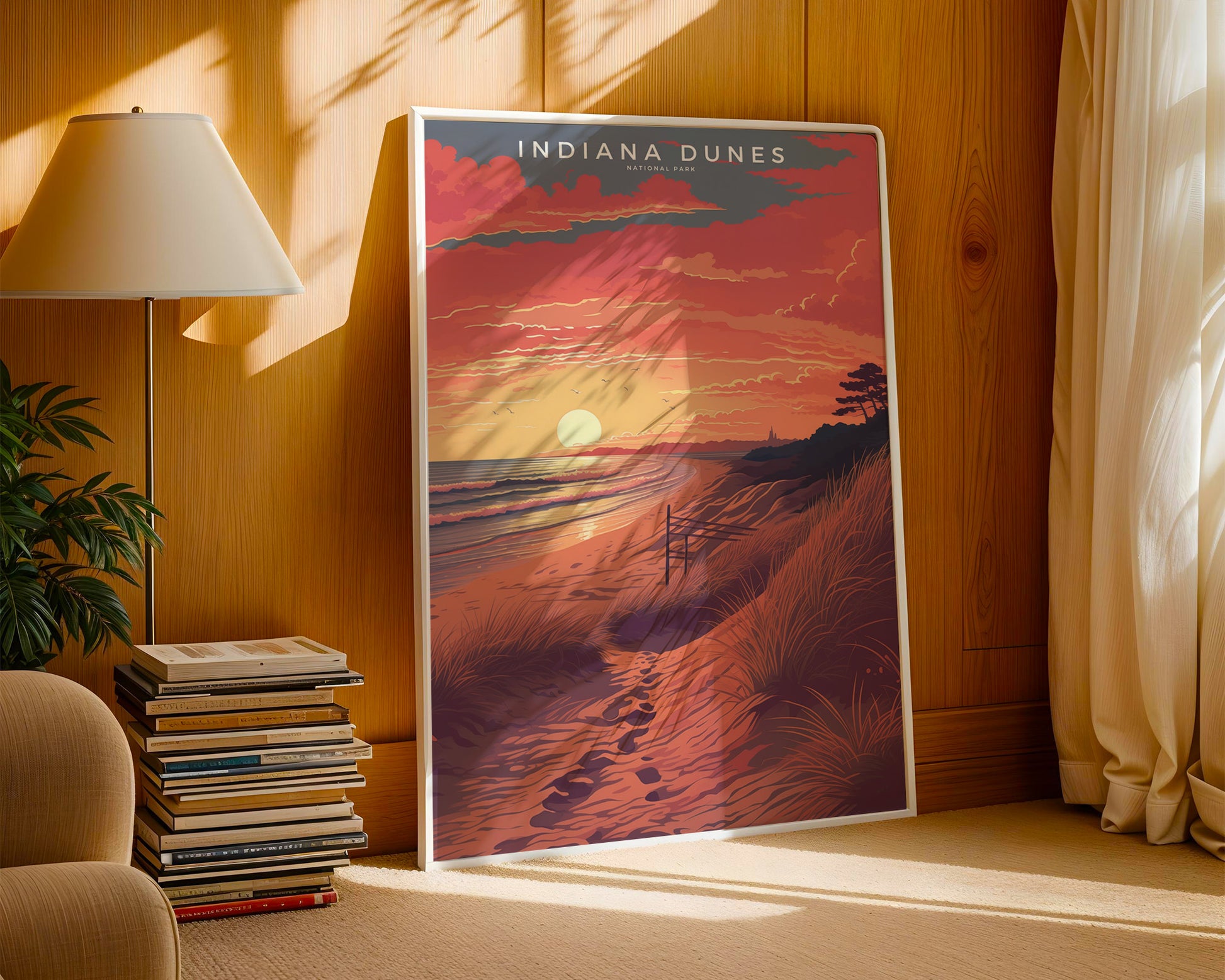 Indiana Dunes National Park Retro Poster - GroovyGrove