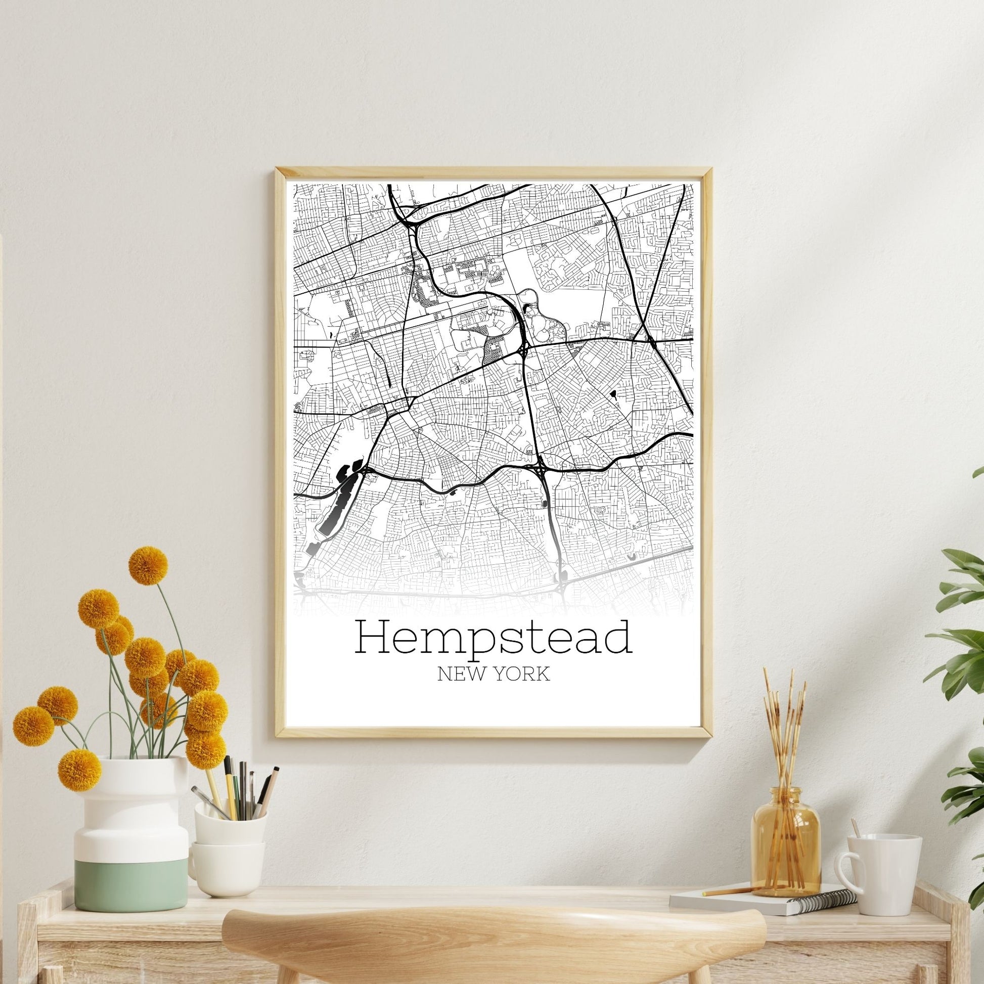 Hempstead New York City Map Poster - GroovyGrove