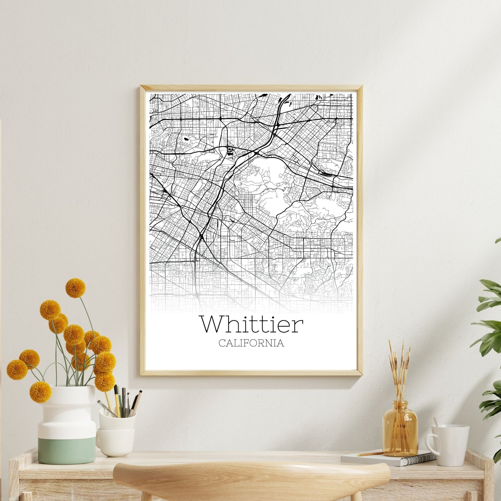 Whittier California City Map Poster - GroovyGrove