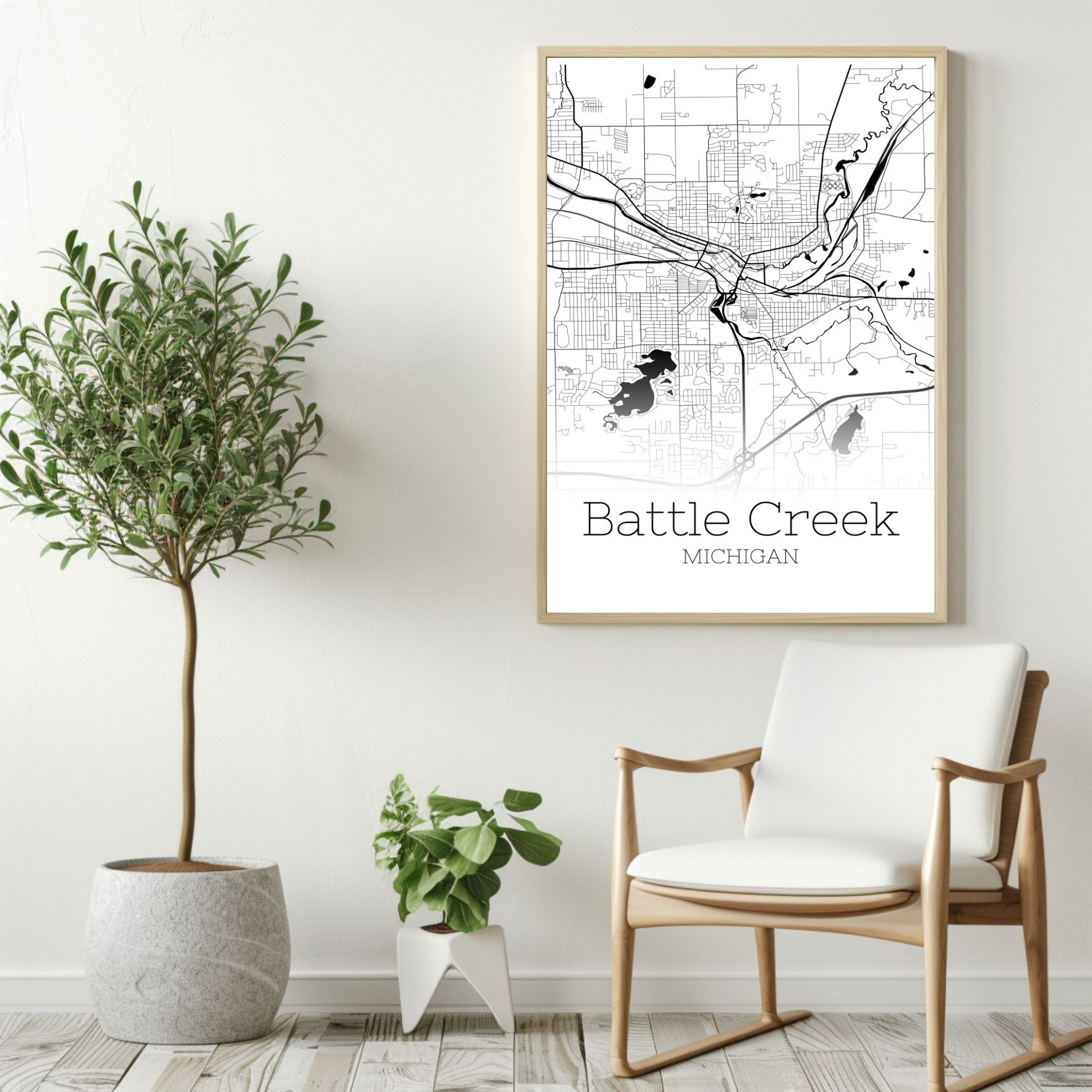 Battle Creek Michigan City Map Poster - GroovyGrove