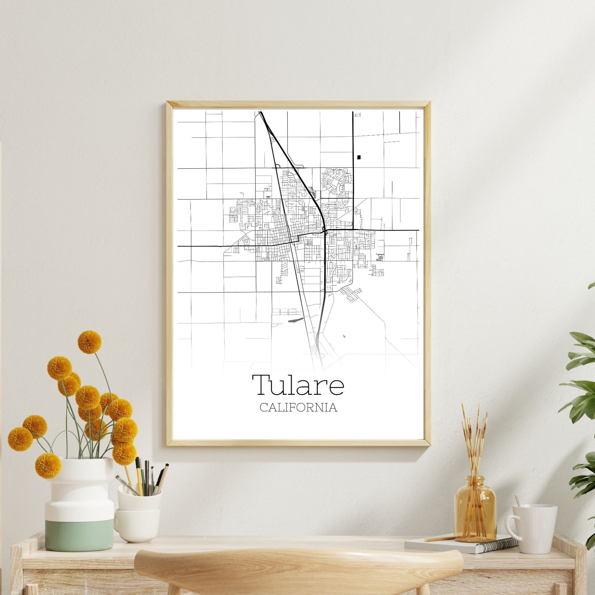 Tulare California City Map Poster - GroovyGrove