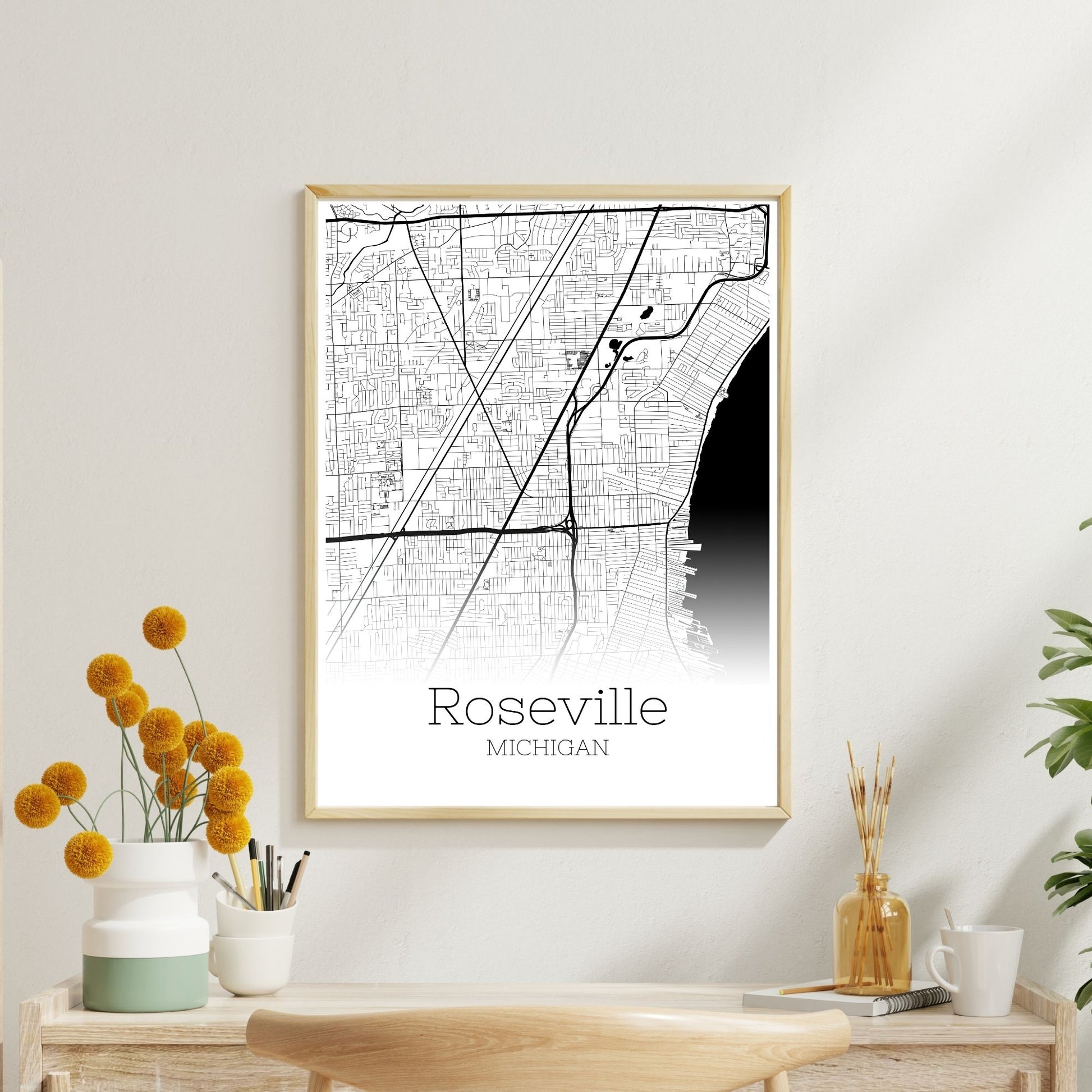 Roseville Michigan City Map Poster - GroovyGrove