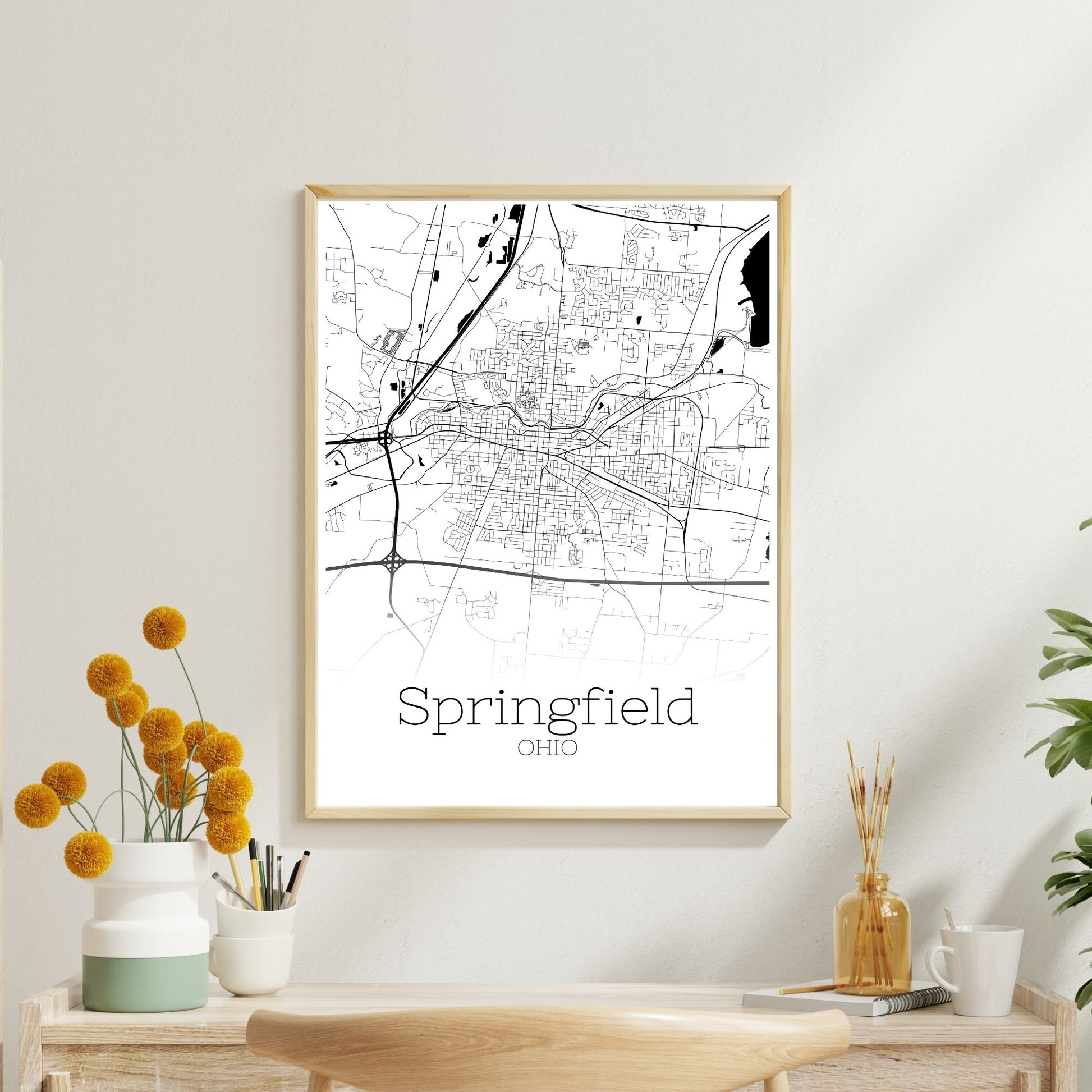 Springfield Ohio City Map Poster - GroovyGrove