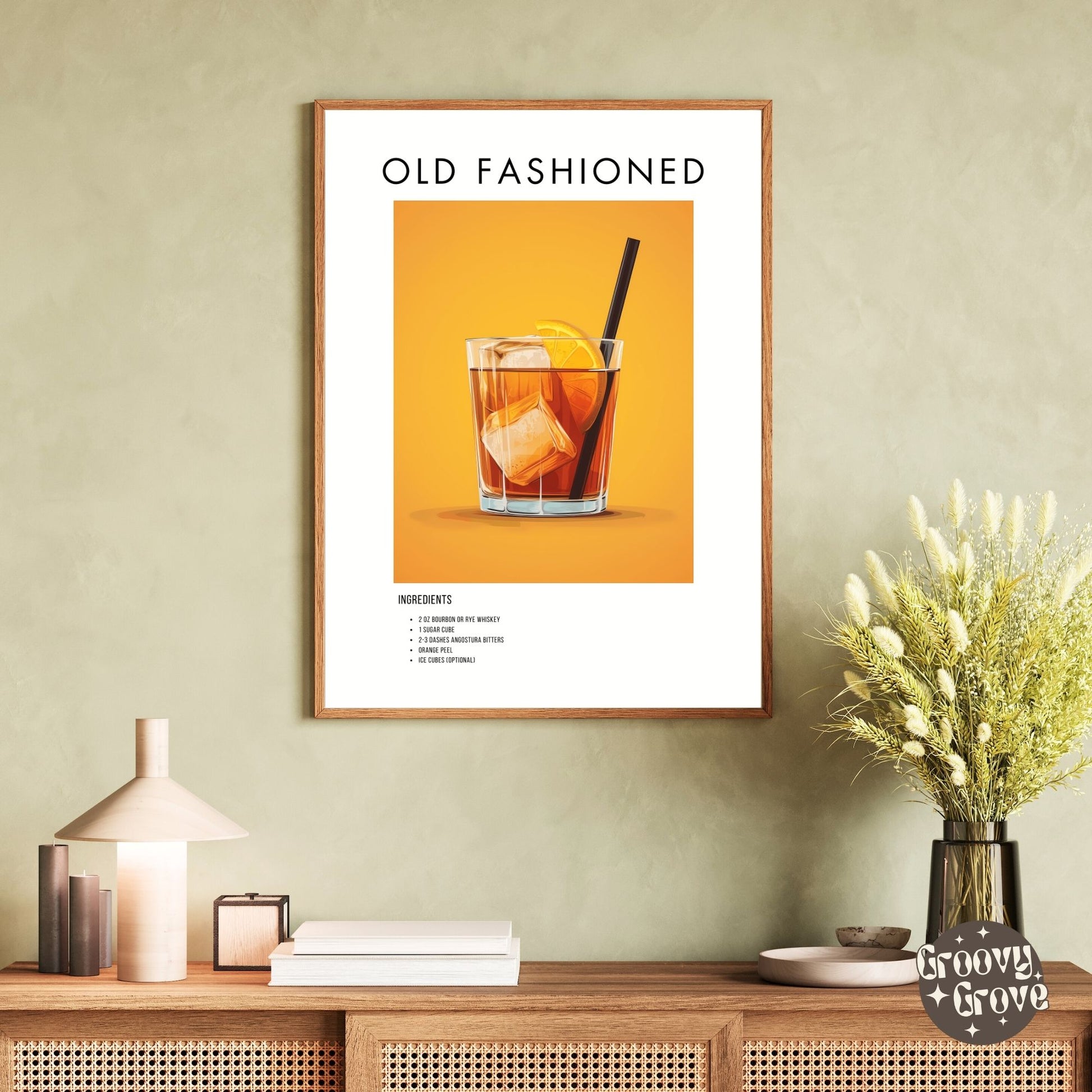 Old Fashioned Retro Cocktail Poster - GroovyGrove