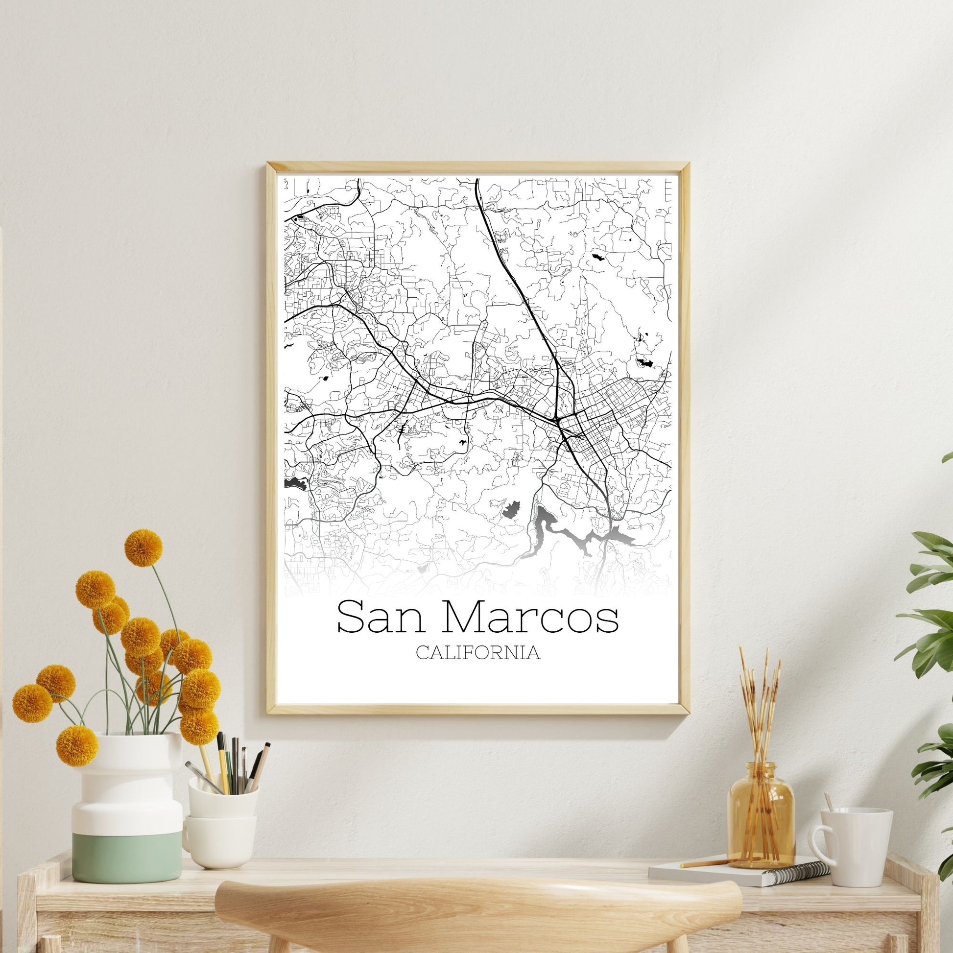 San Marcos California City Map Poster - GroovyGrove