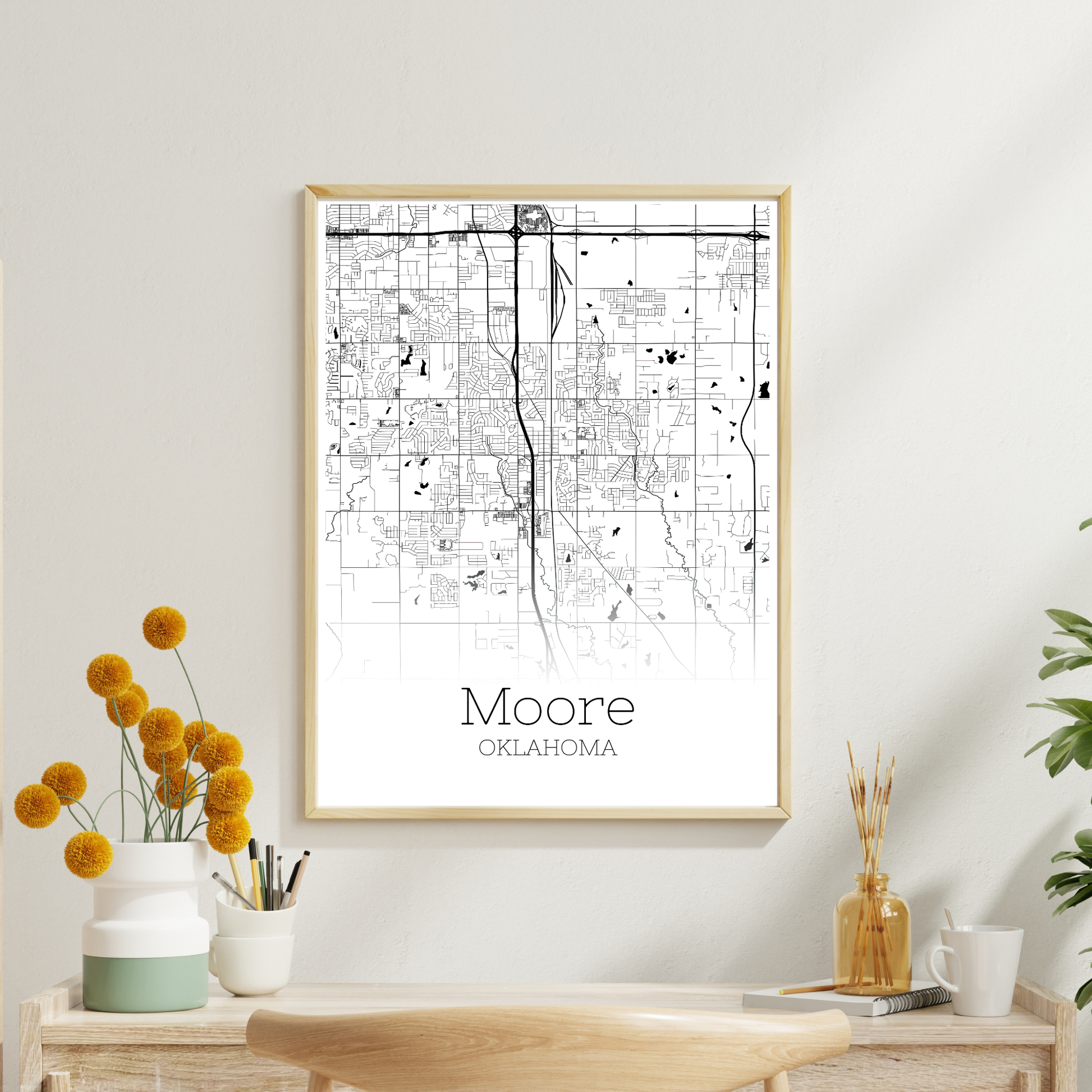 Moore Oklahoma City Map Poster - GroovyGrove