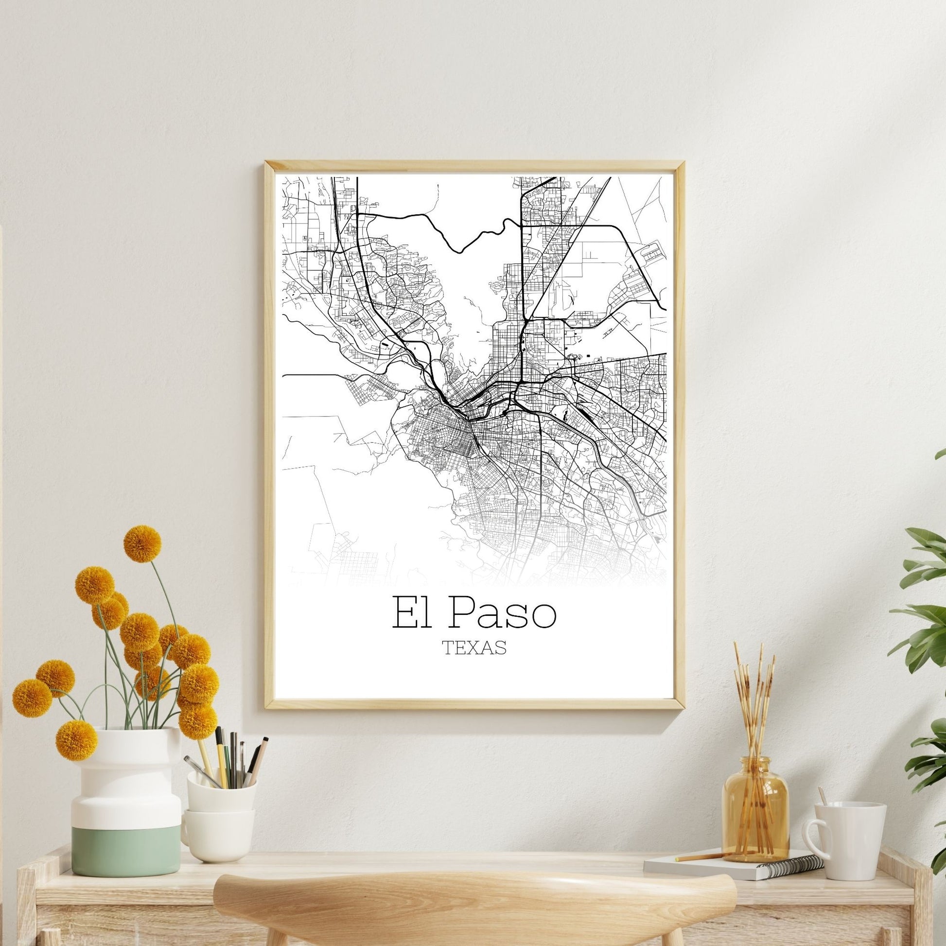 El Paso Texas City Map Poster - GroovyGrove