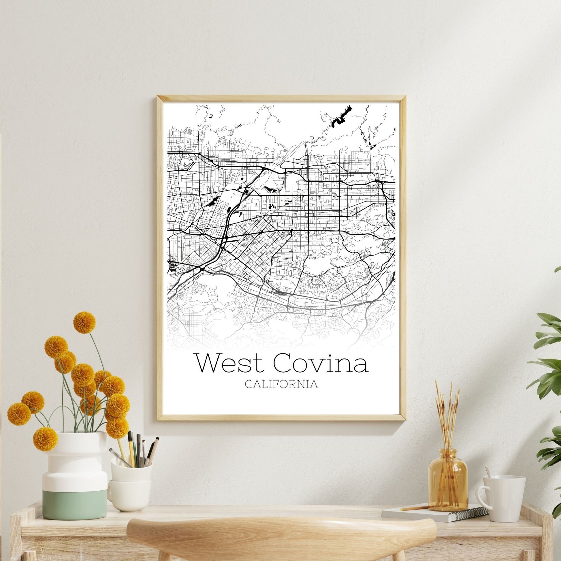 West Covina California City Map Poster - GroovyGrove