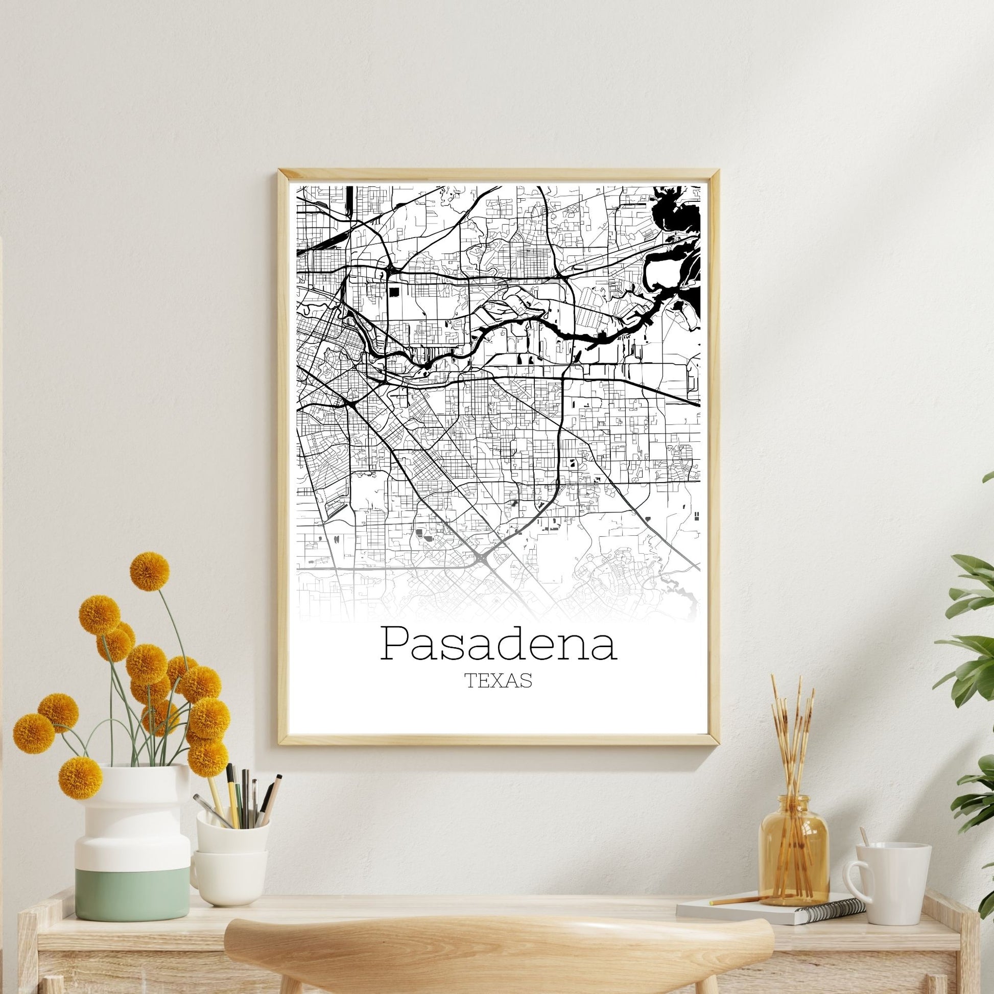 Pasadena Texas City Map Poster - GroovyGrove