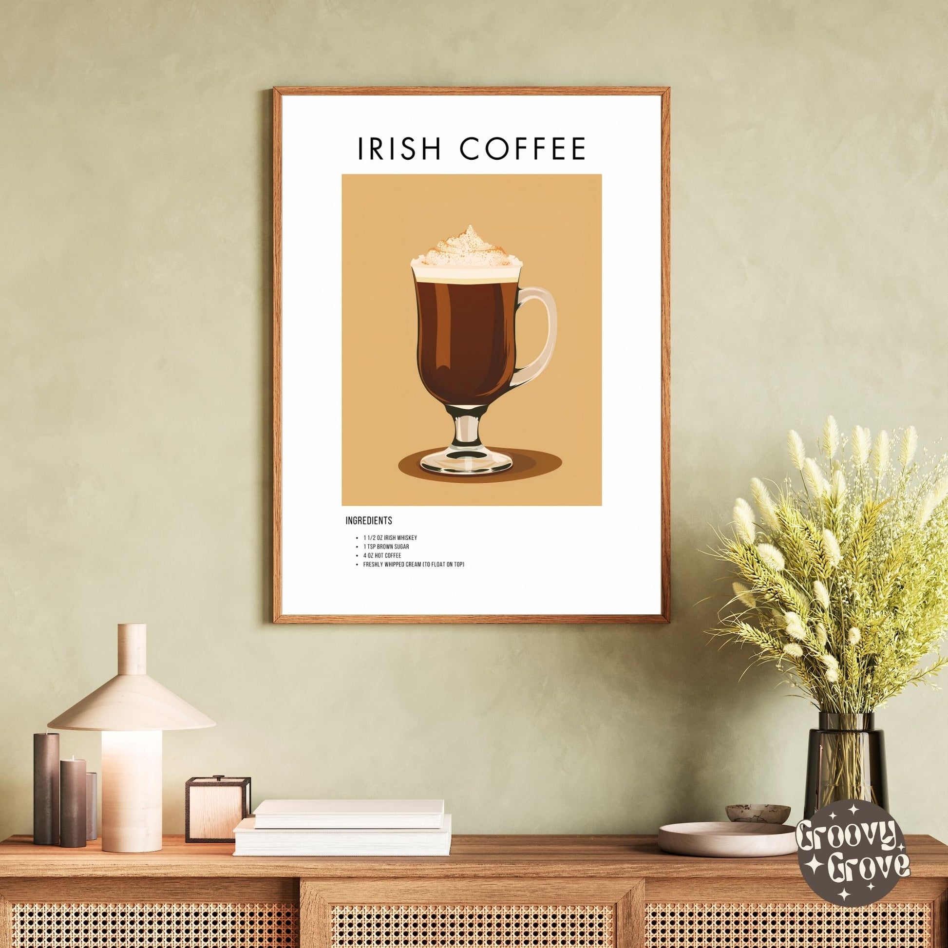 Irish Coffee Retro Cocktail Poster - GroovyGrove