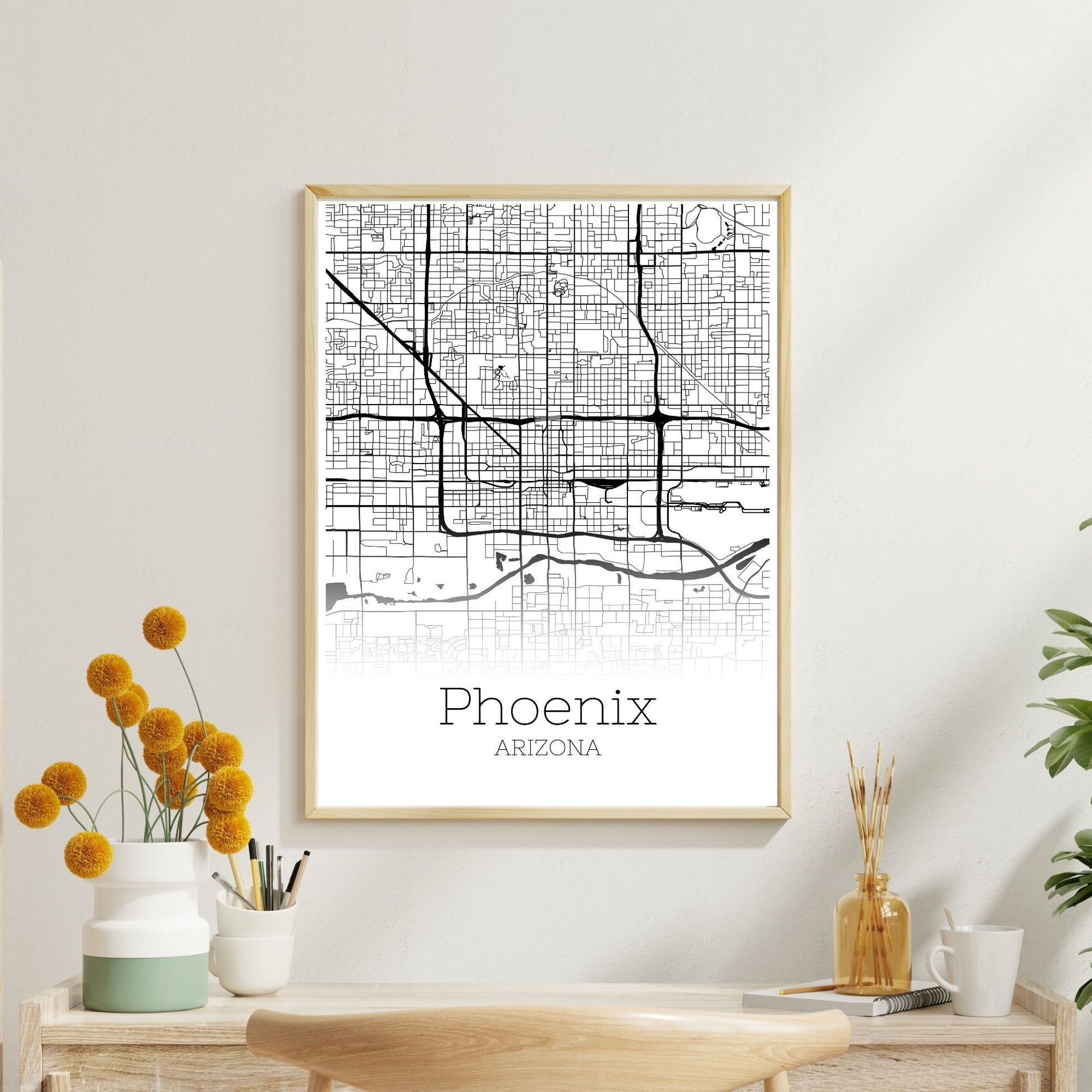 Phoenix Arizona City Map Poster - GroovyGrove