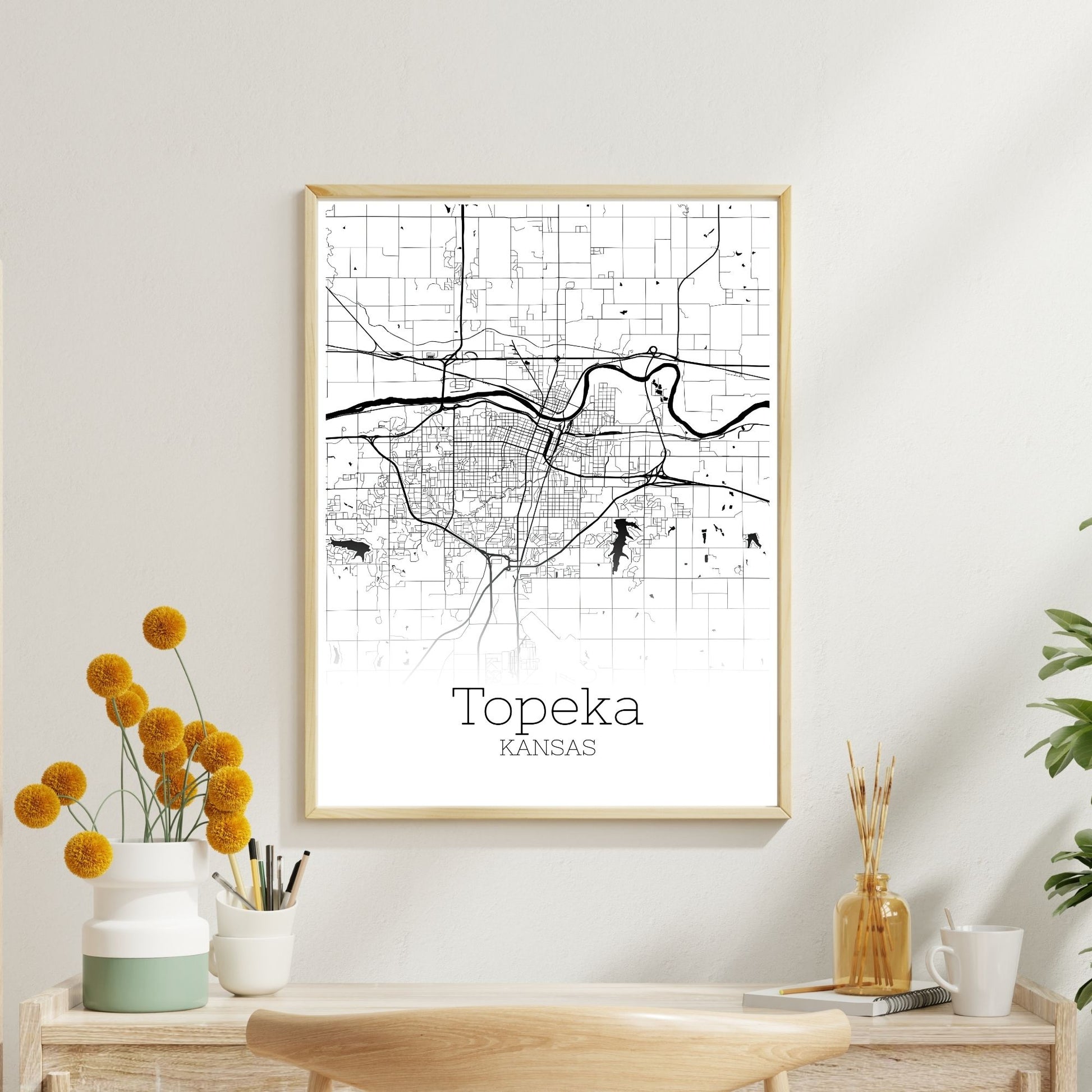 Topeka Kansas City Map Poster - GroovyGrove