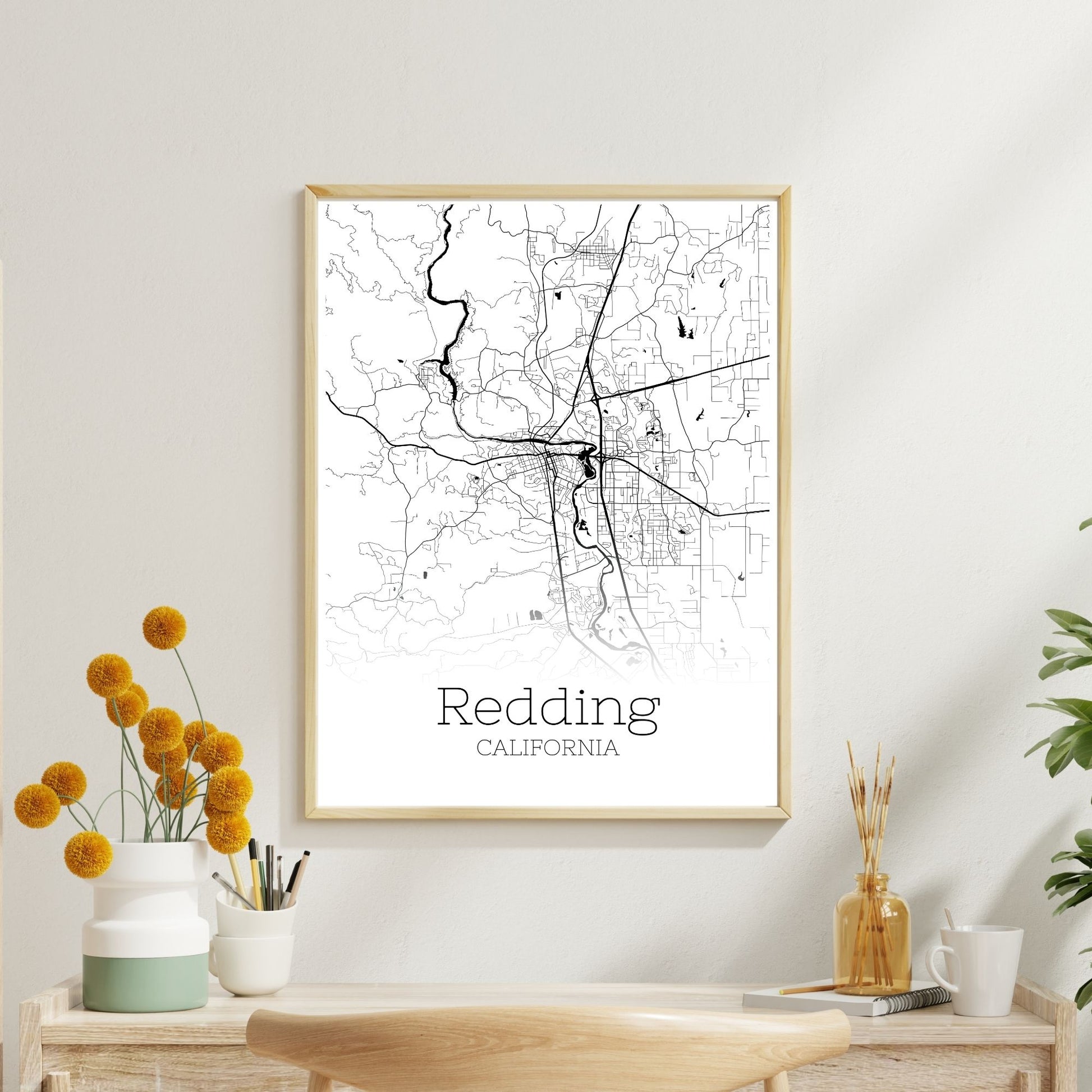 Redding California City Map Poster - GroovyGrove