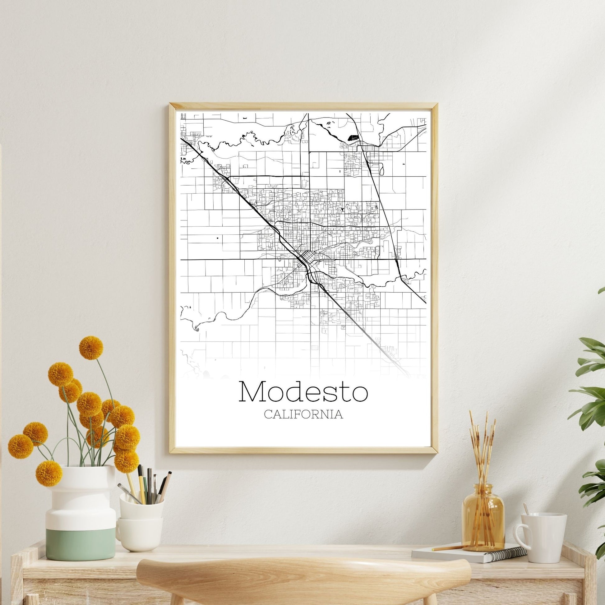 Modesto California City Map Poster - GroovyGrove