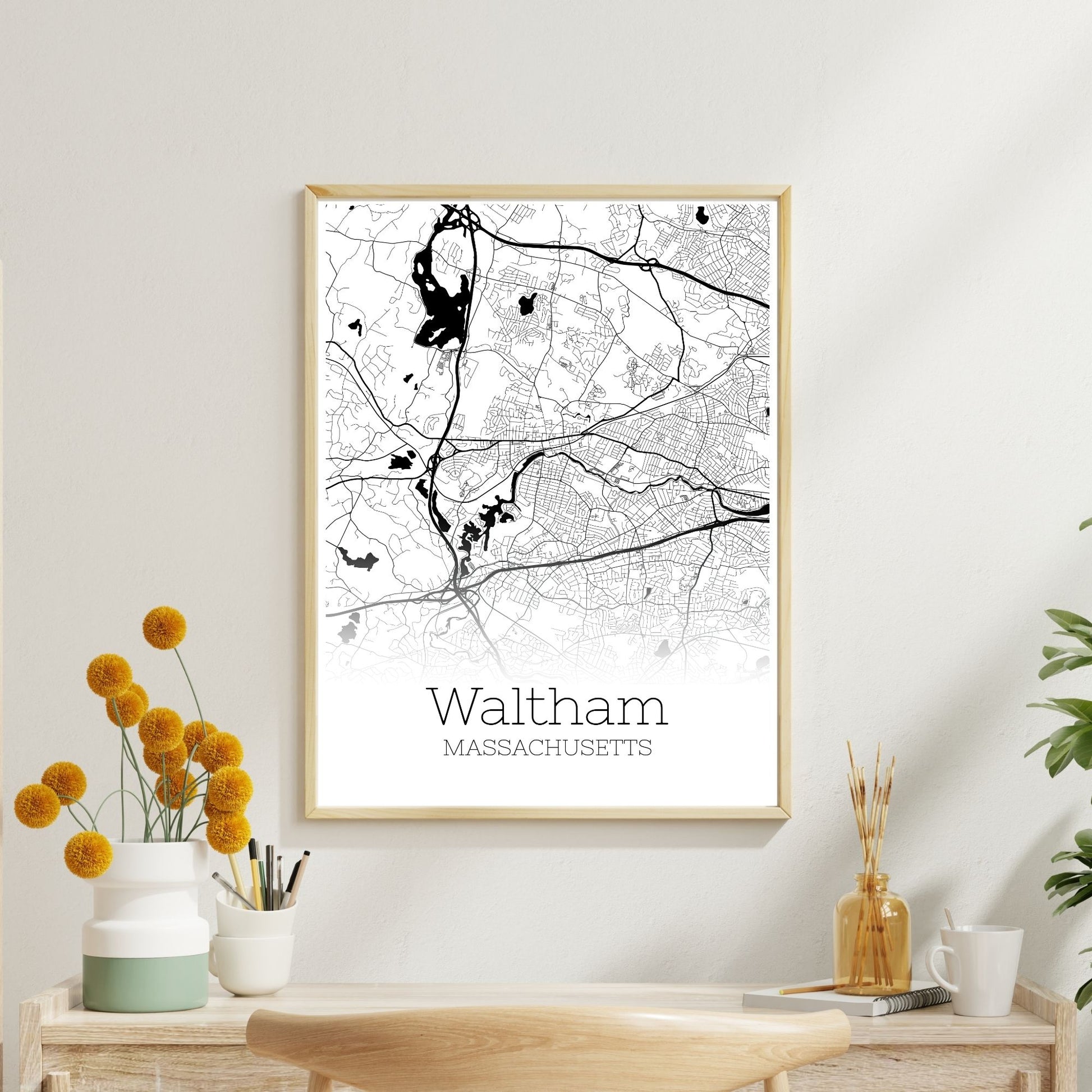 Waltham Massachusetts City Map Poster - GroovyGrove