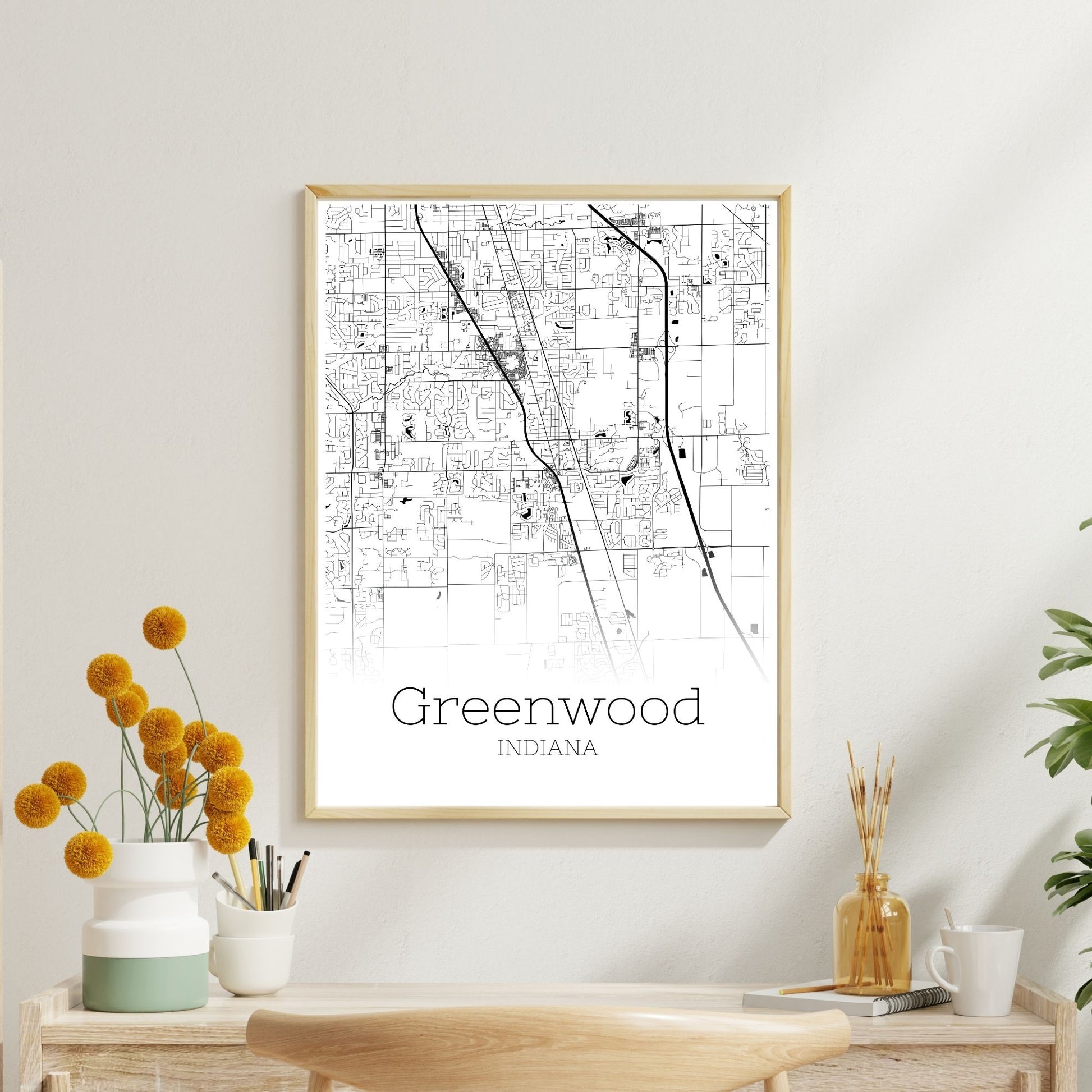 Greenwood Indiana City Map Poster - GroovyGrove