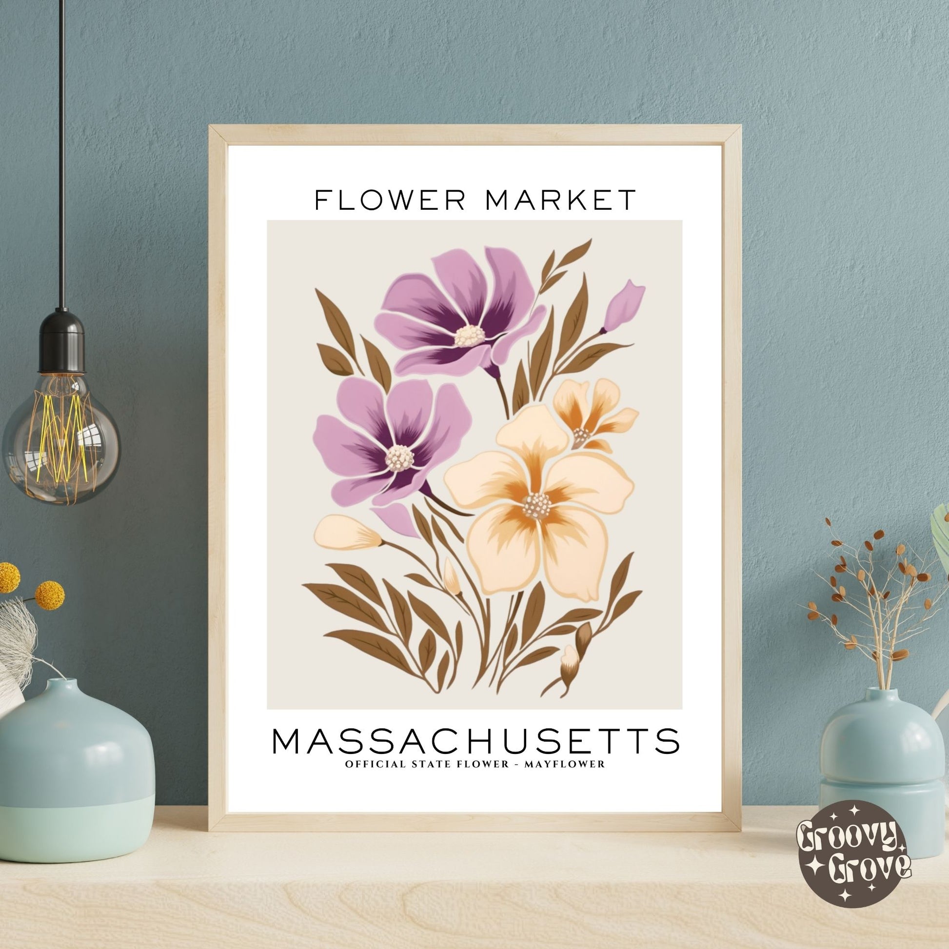 Massachusetts Flower Market Poster - GroovyGrove