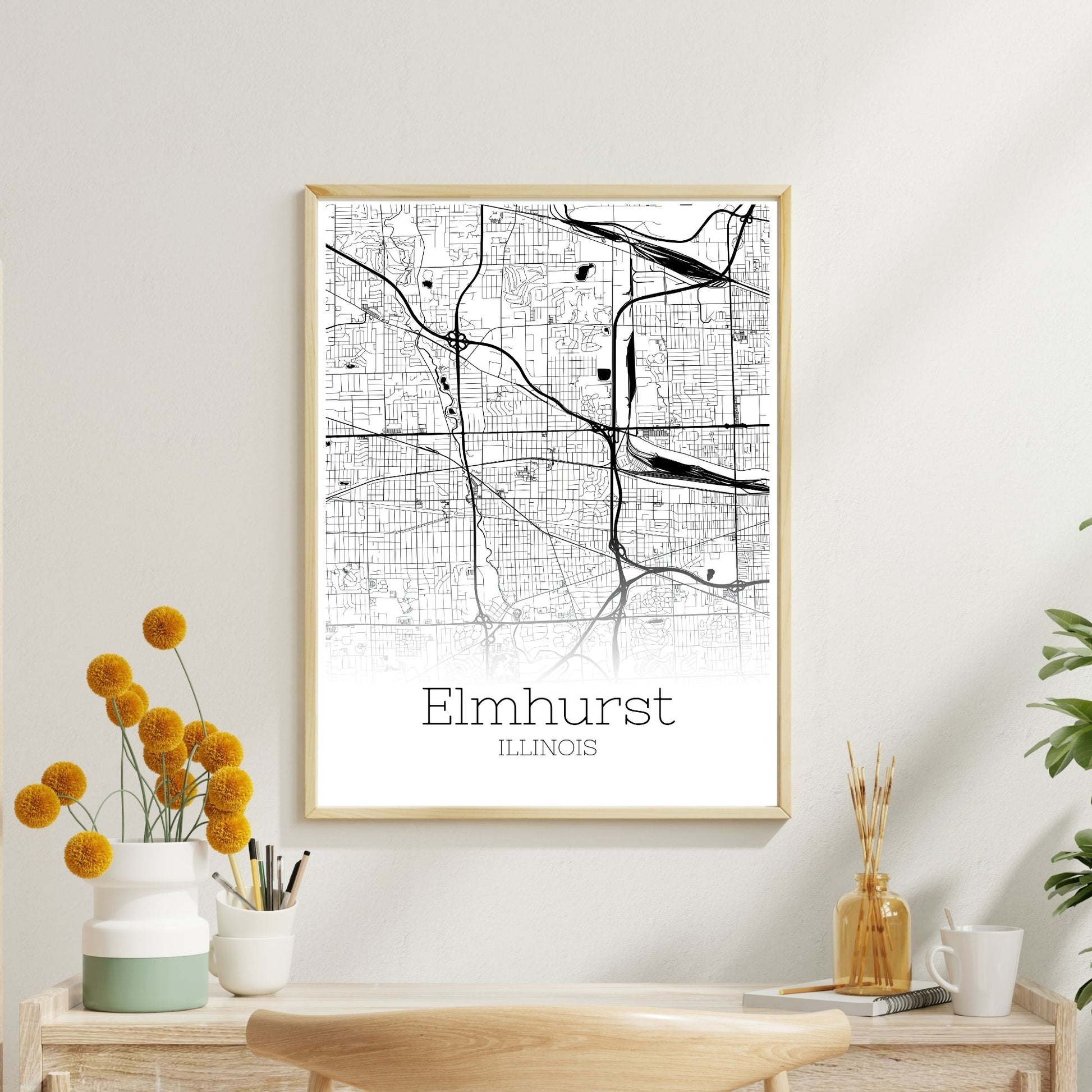 Elmhurst Illinois City Map Poster - GroovyGrove