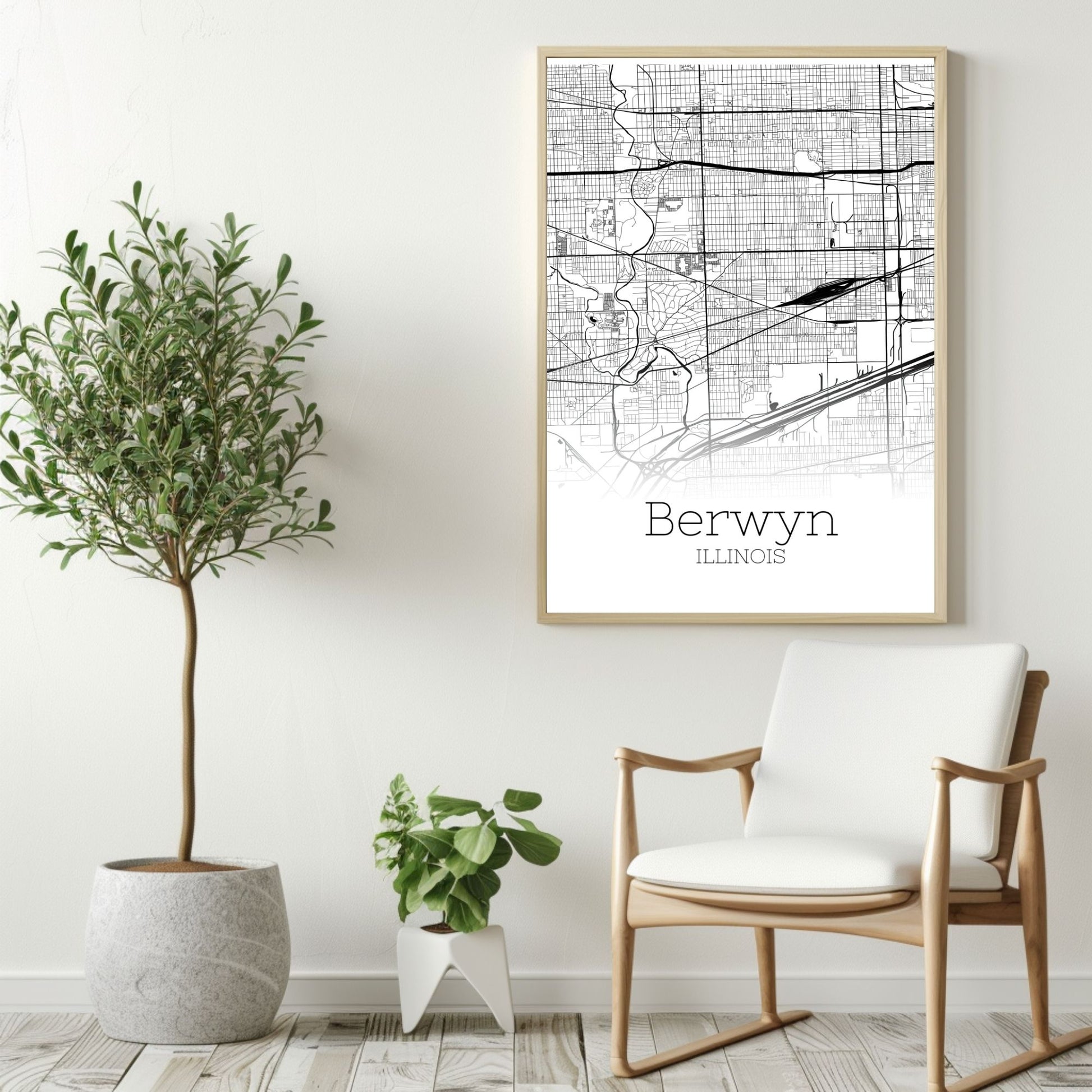 Berwyn Illinois City Map Poster - GroovyGrove