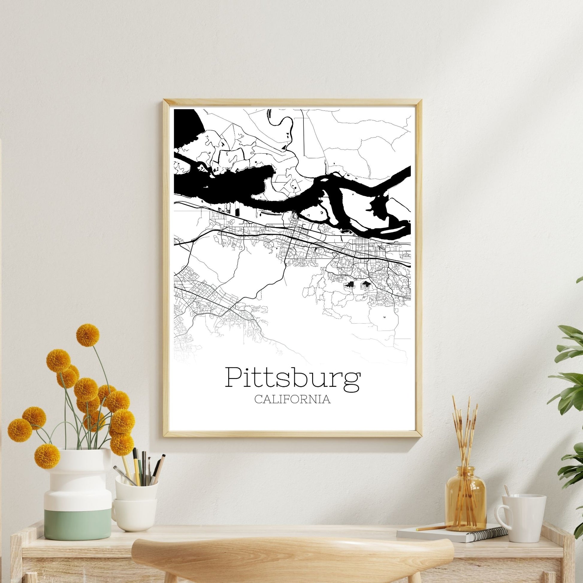 Pittsburg California City Map Poster - GroovyGrove