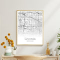 Livonia Michigan City Map Poster - GroovyGrove