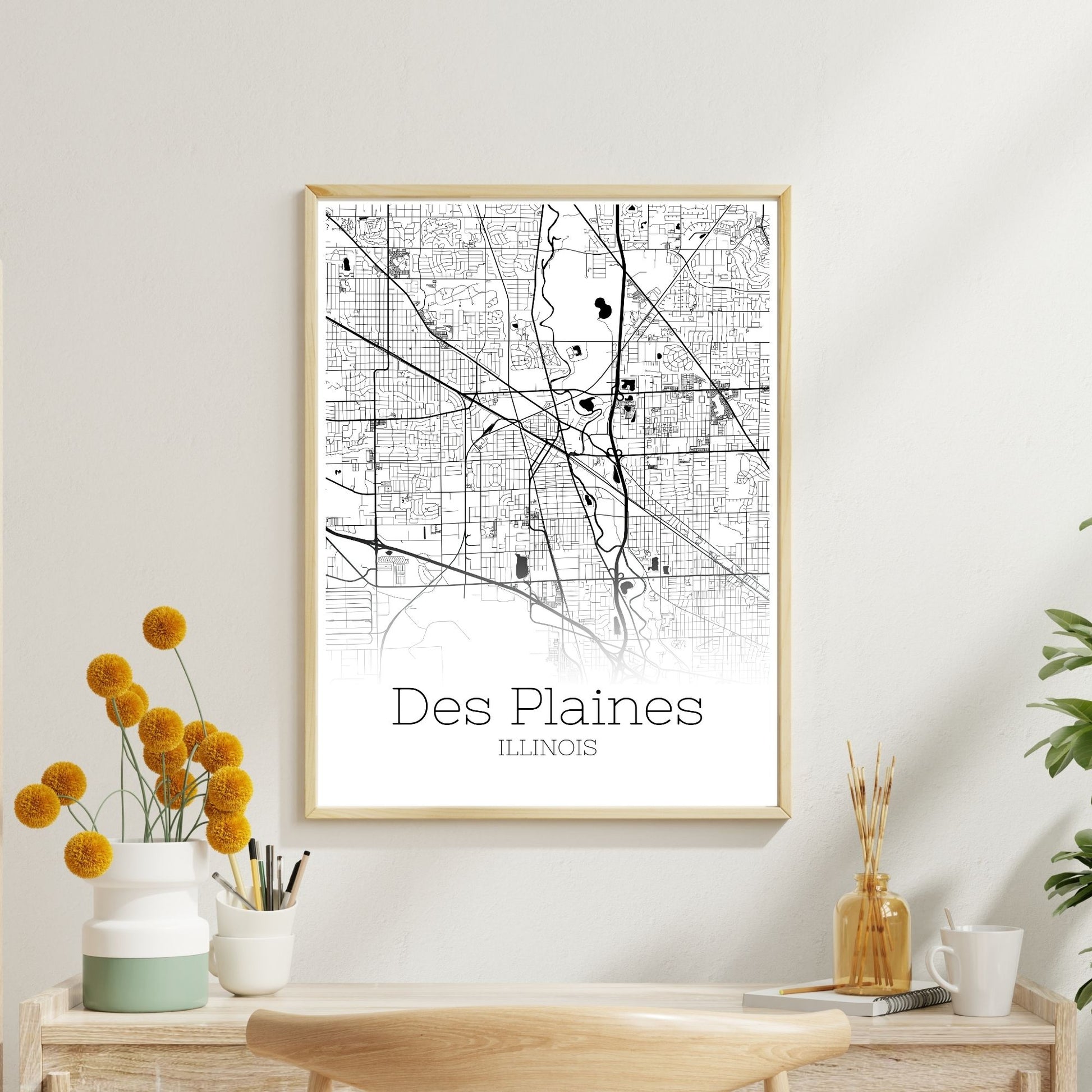 Des Plaines Illinois City Map Poster - GroovyGrove