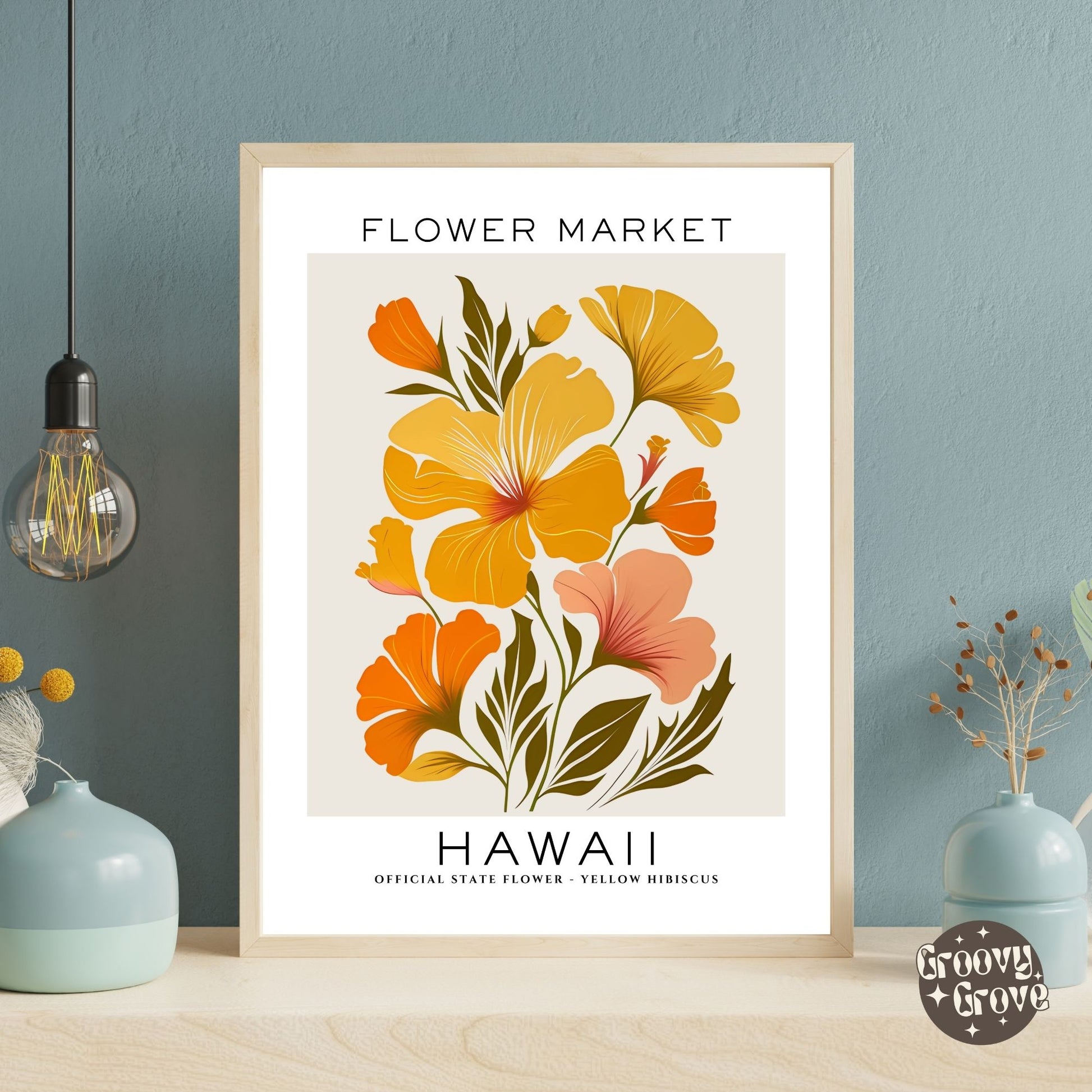 Hawaii Flower Market Poster - GroovyGrove